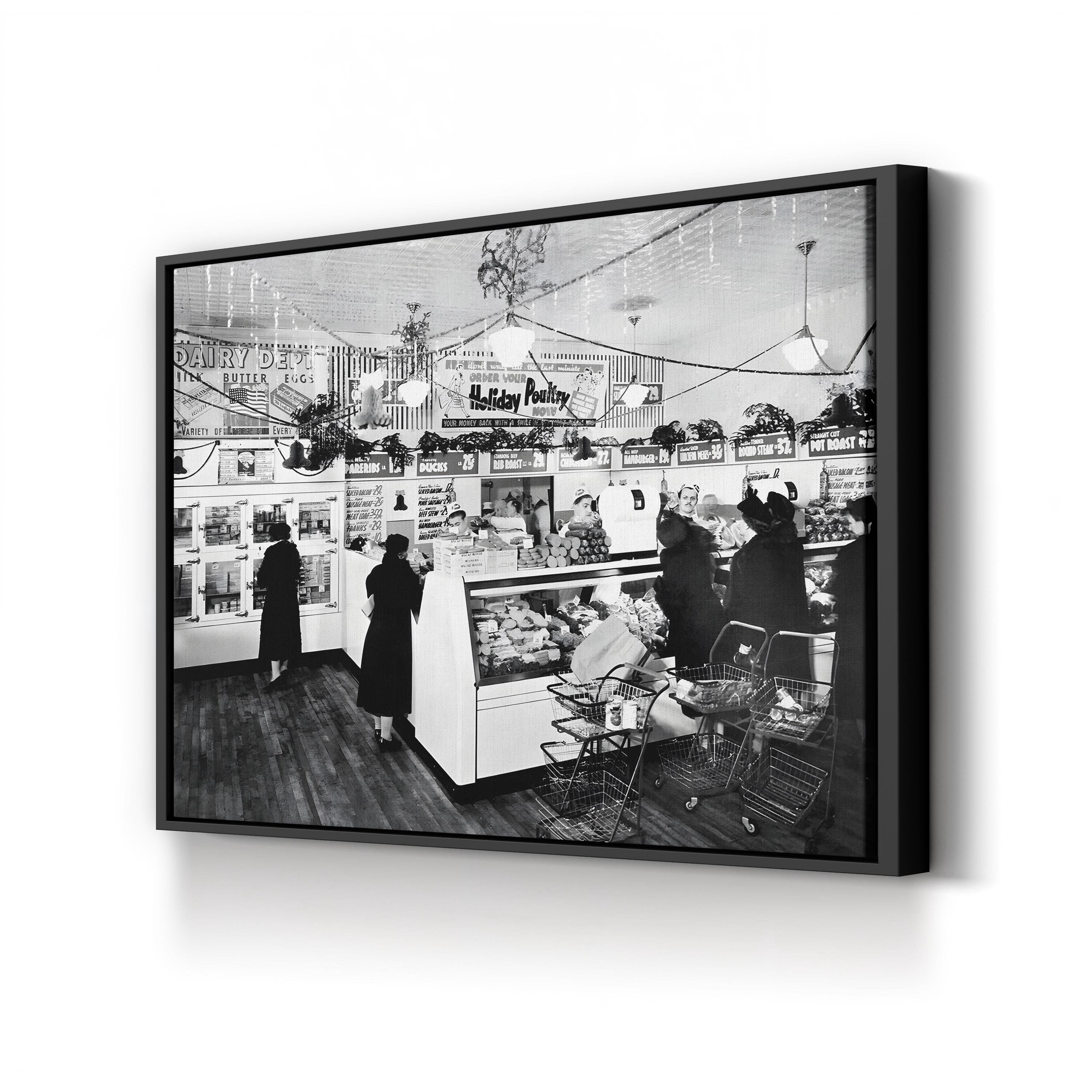 American Grocery Deli, 1938 canvas print in a black frame