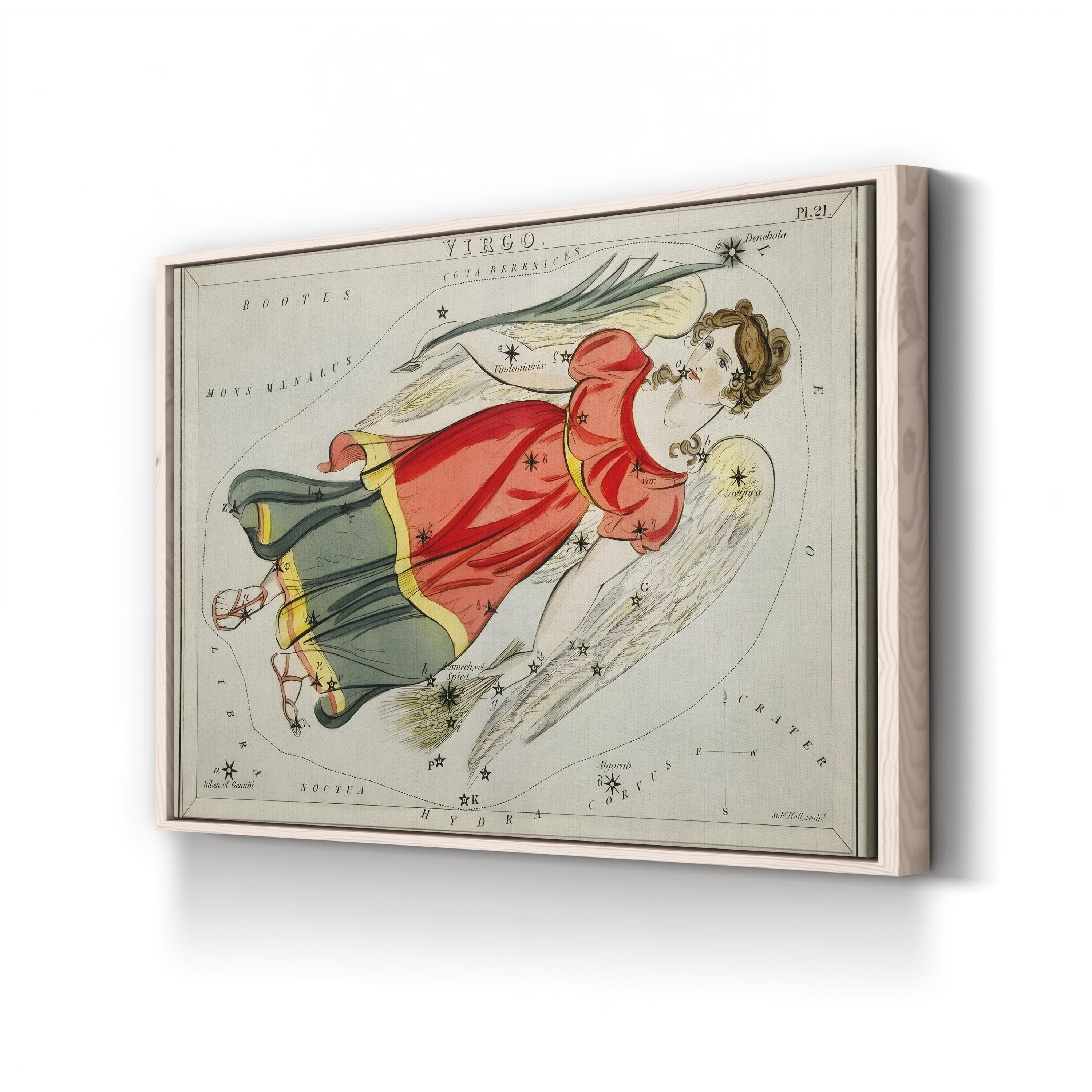 Virgo Constellation Star Map – Period Illustration Wall Art | Zodiac Canvas Print