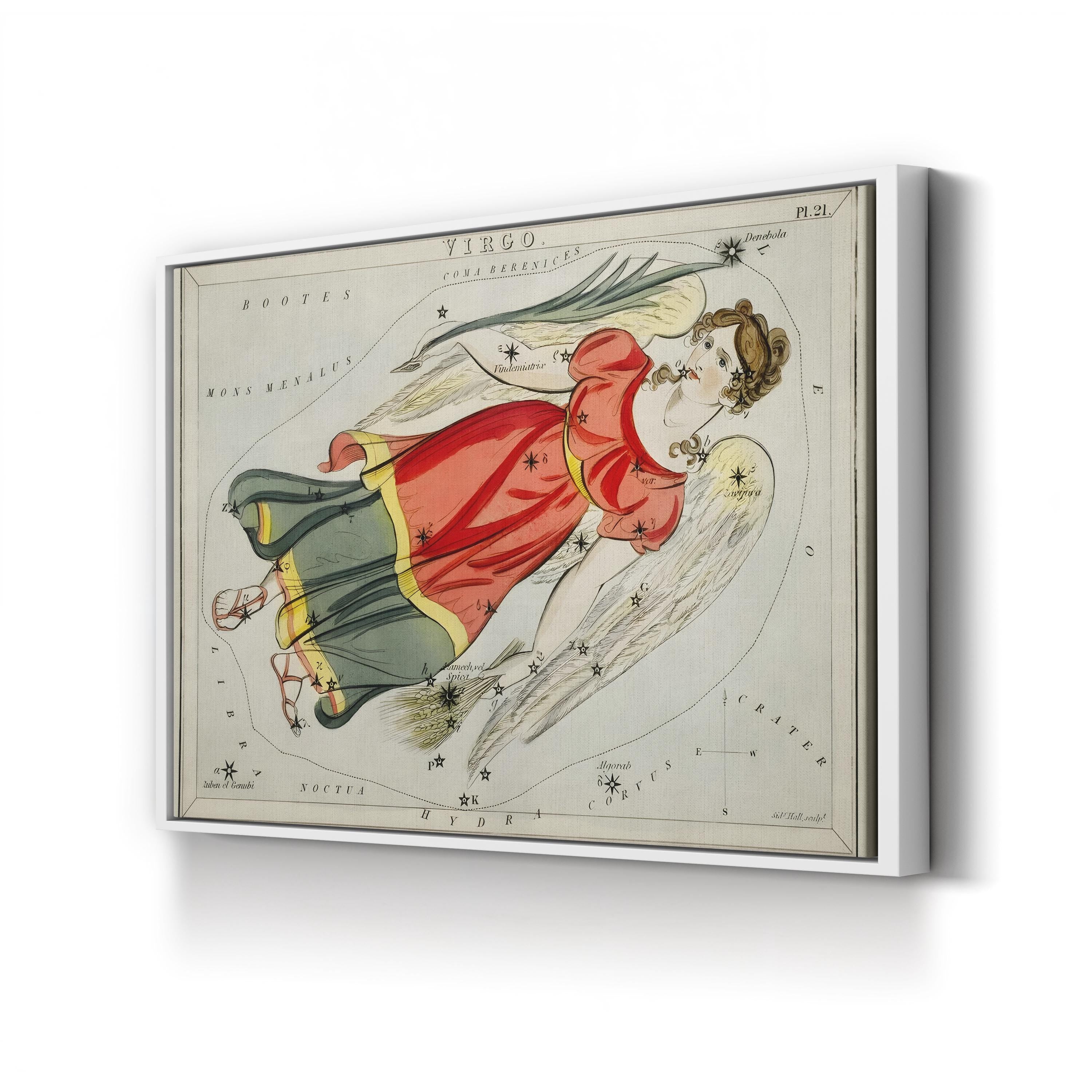 Virgo Constellation Star Map – Period Illustration Wall Art | Zodiac Canvas Print