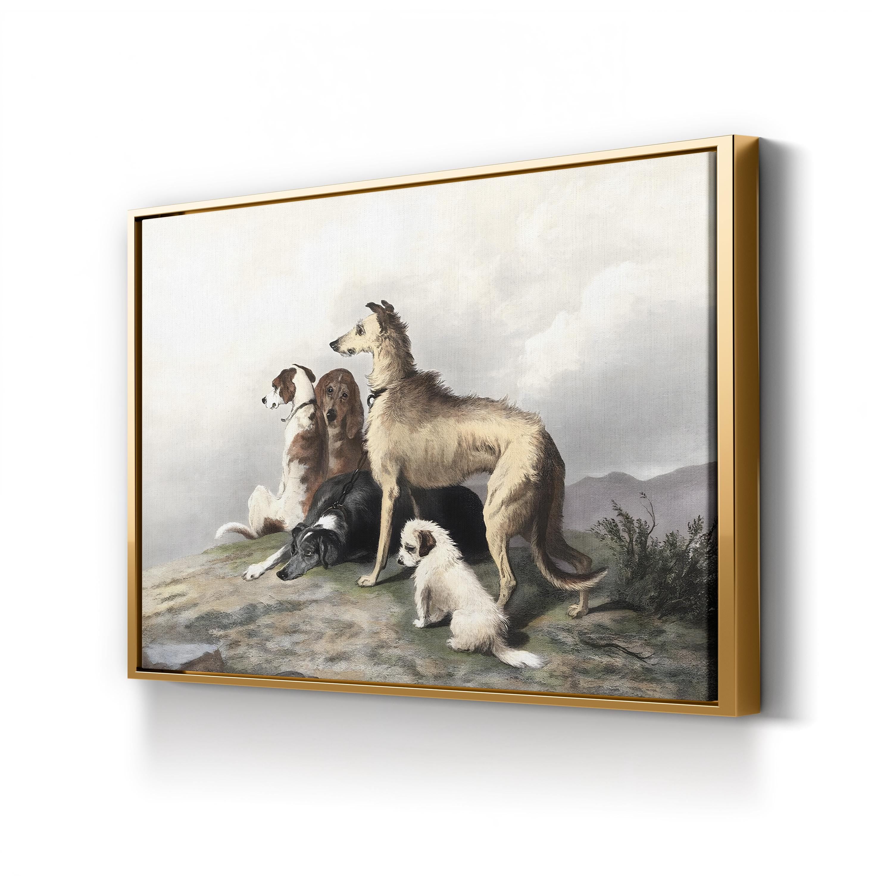 Highland Scottish Dogs – Period Illustration Wall Art | Rustic 19th-Century Canvas Print