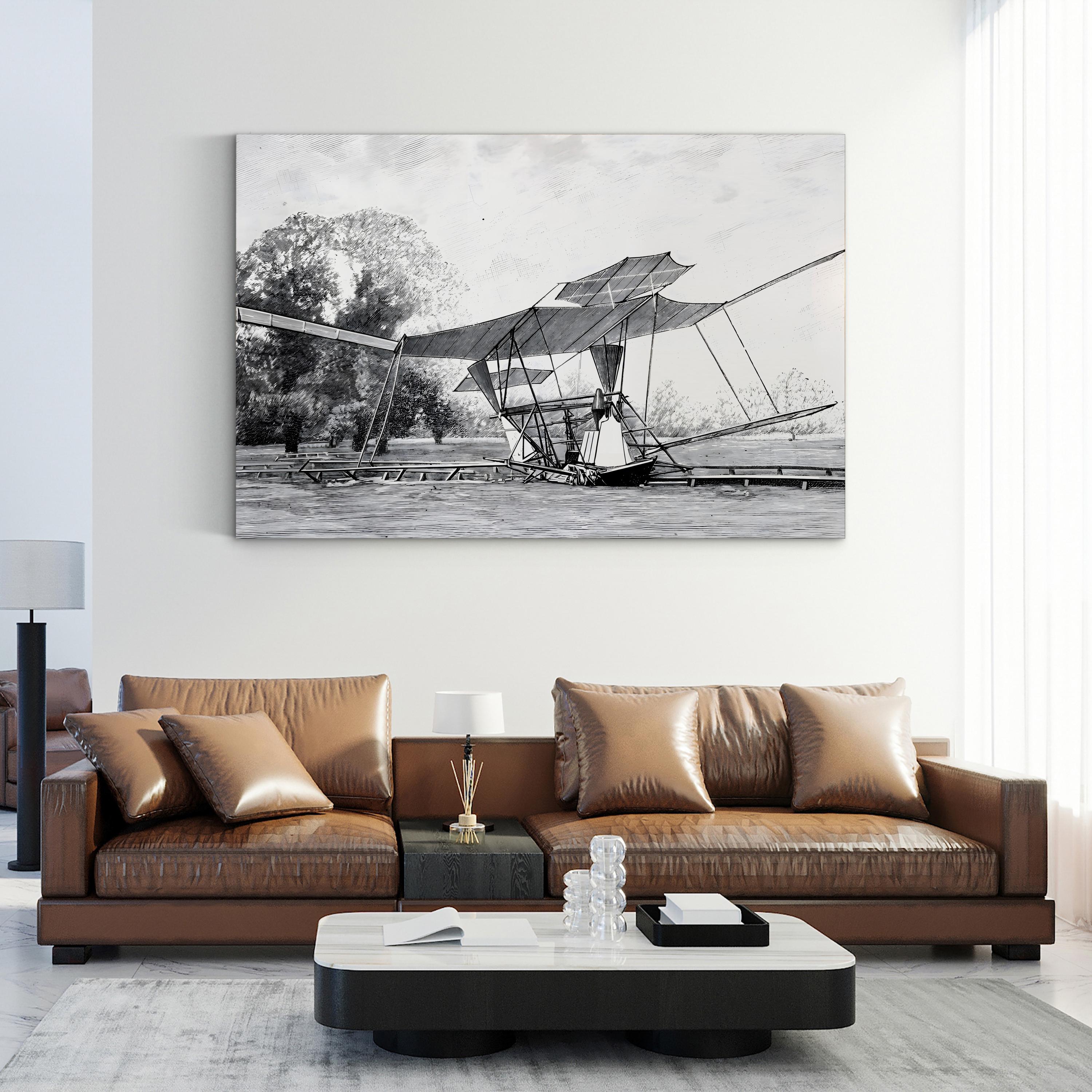 Hiram Maxim’s Steam-Powered Plane – Vintage Photography Wall Art | 19th-Century Aviation Canvas Print