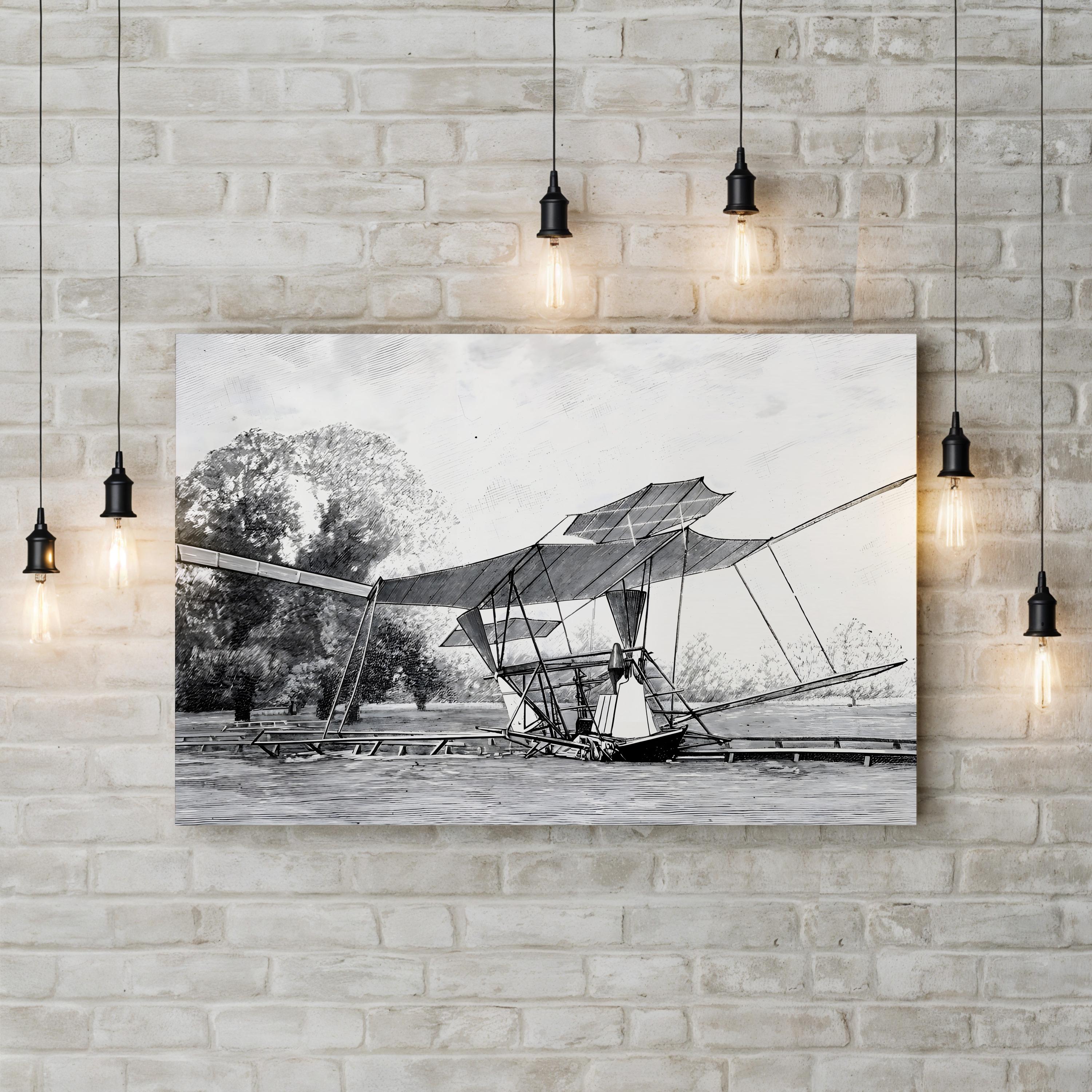Hiram Maxim’s Steam-Powered Plane – Vintage Photography Wall Art | 19th-Century Aviation Canvas Print