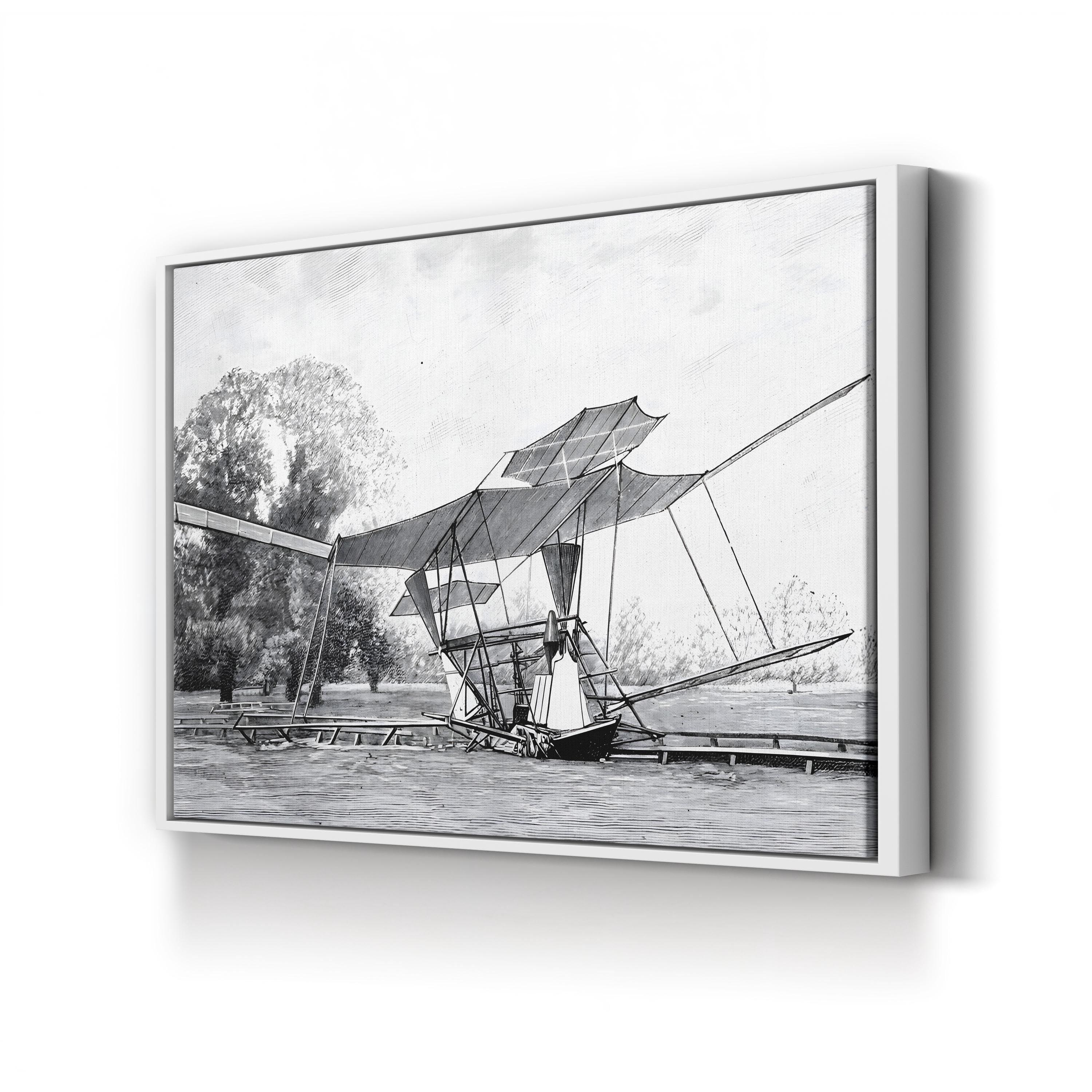 Hiram Maxim’s Steam-Powered Plane – Vintage Photography Wall Art | 19th-Century Aviation Canvas Print
