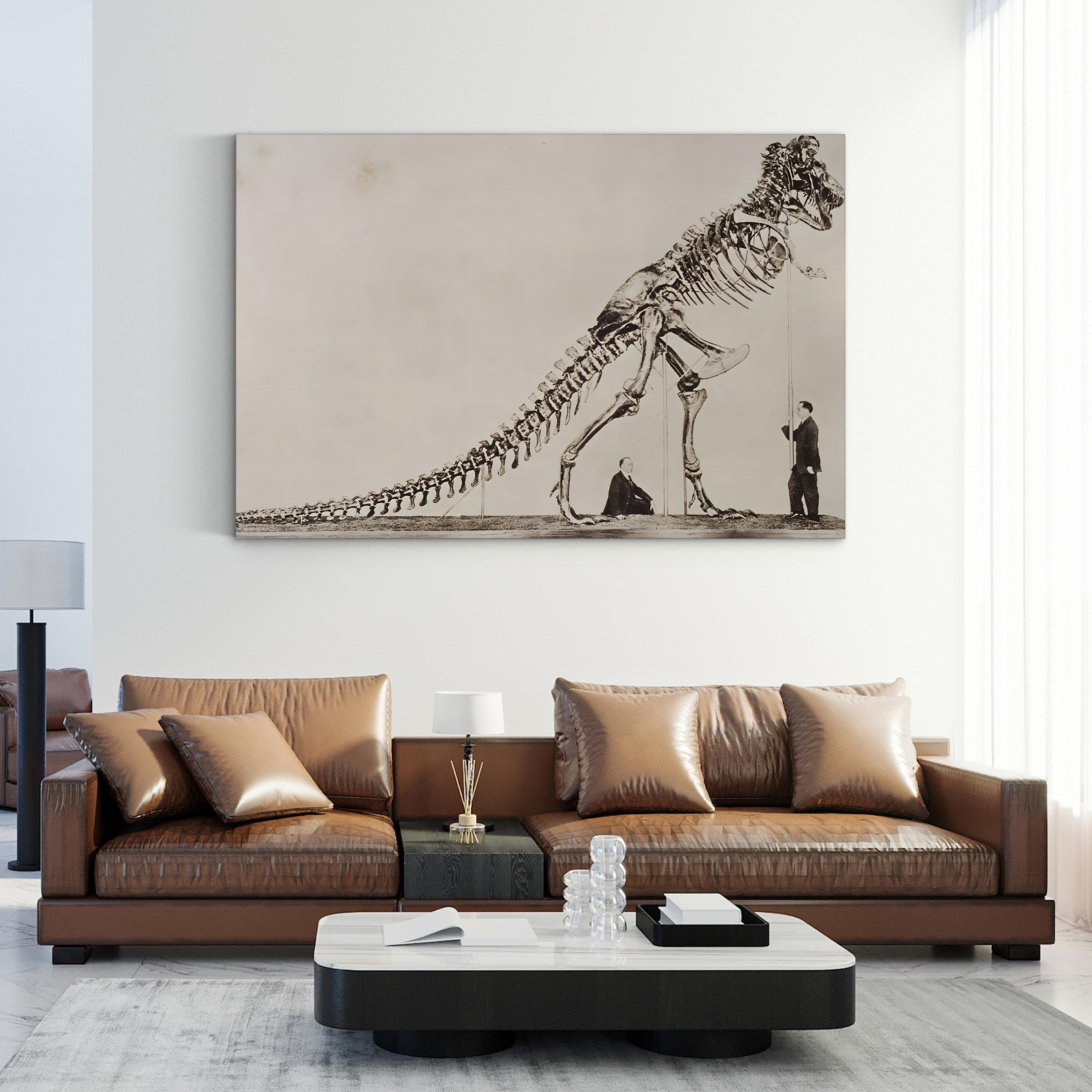 19th-Century Dinosaur Skeleton Paleontological Scientific Illustration Canvas Print