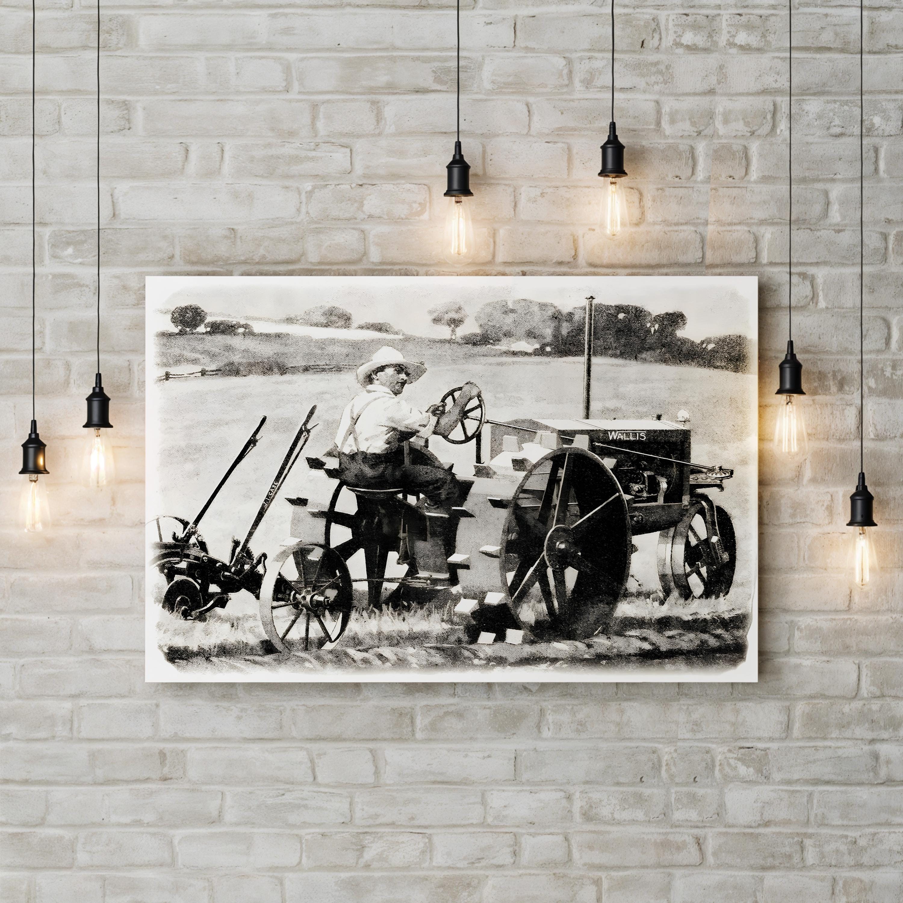Farmer on a Wallis Tractor – Vintage Photography Wall Art | Western Rural Canvas Print