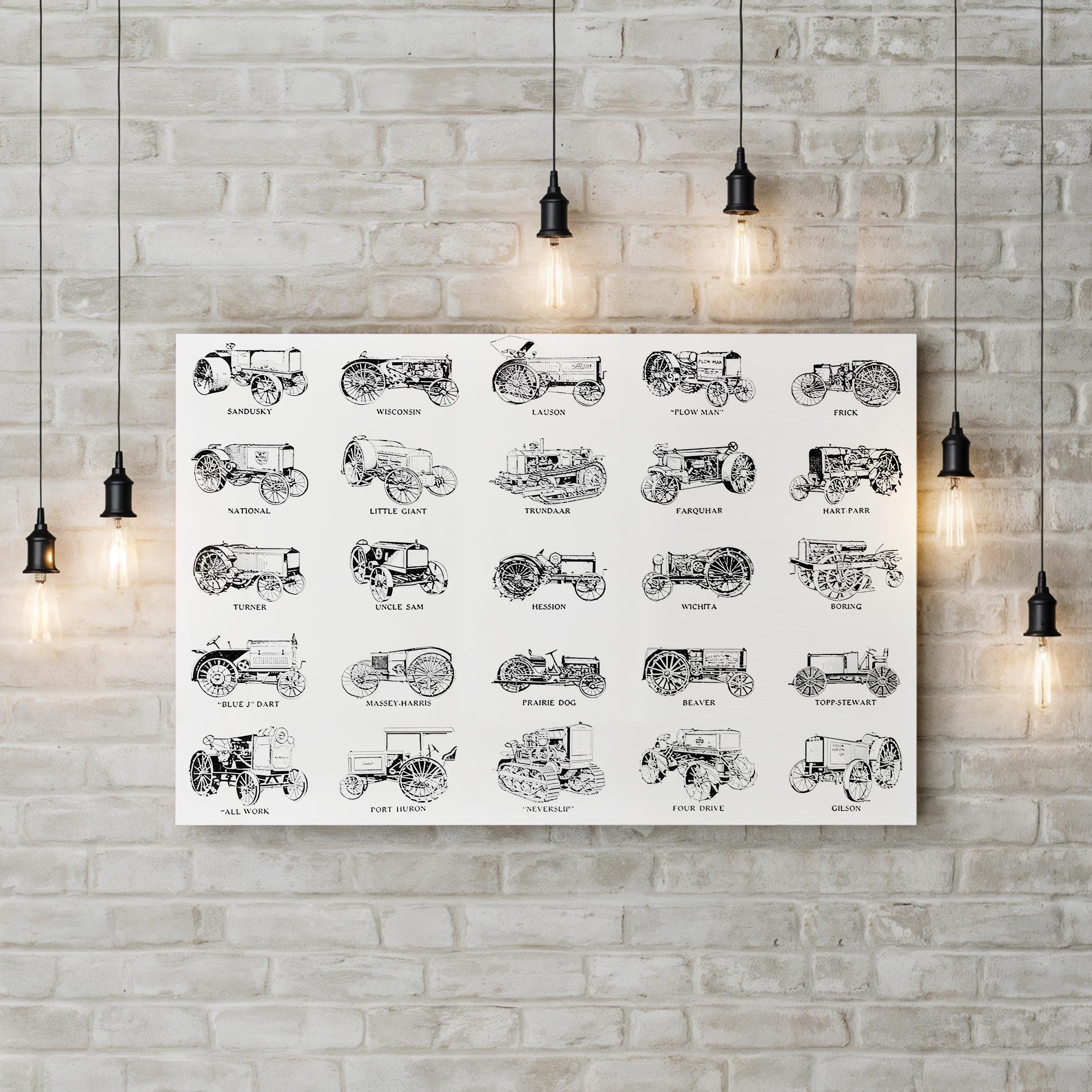 Vintage Tractor Frontier – Period Illustration Wall Art | Western Landscape Canvas Print
