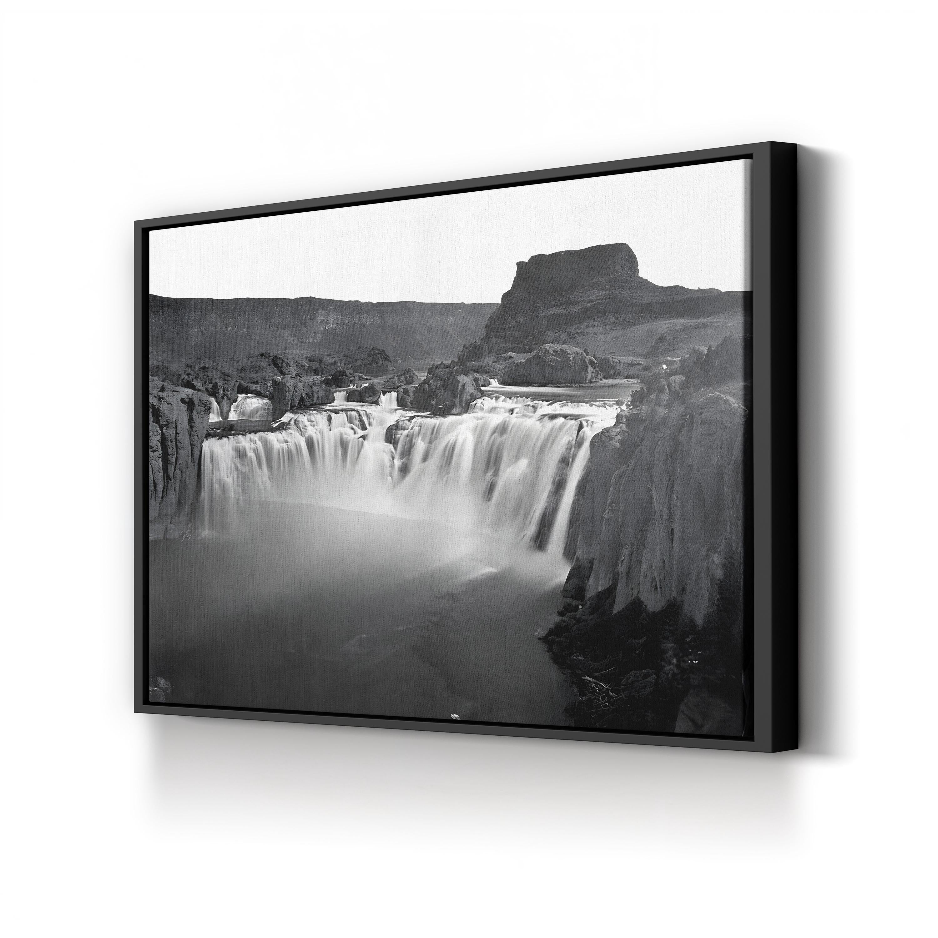 Shoshone Falls Canvas Art Print – 1868 Black & White Idaho Landscape