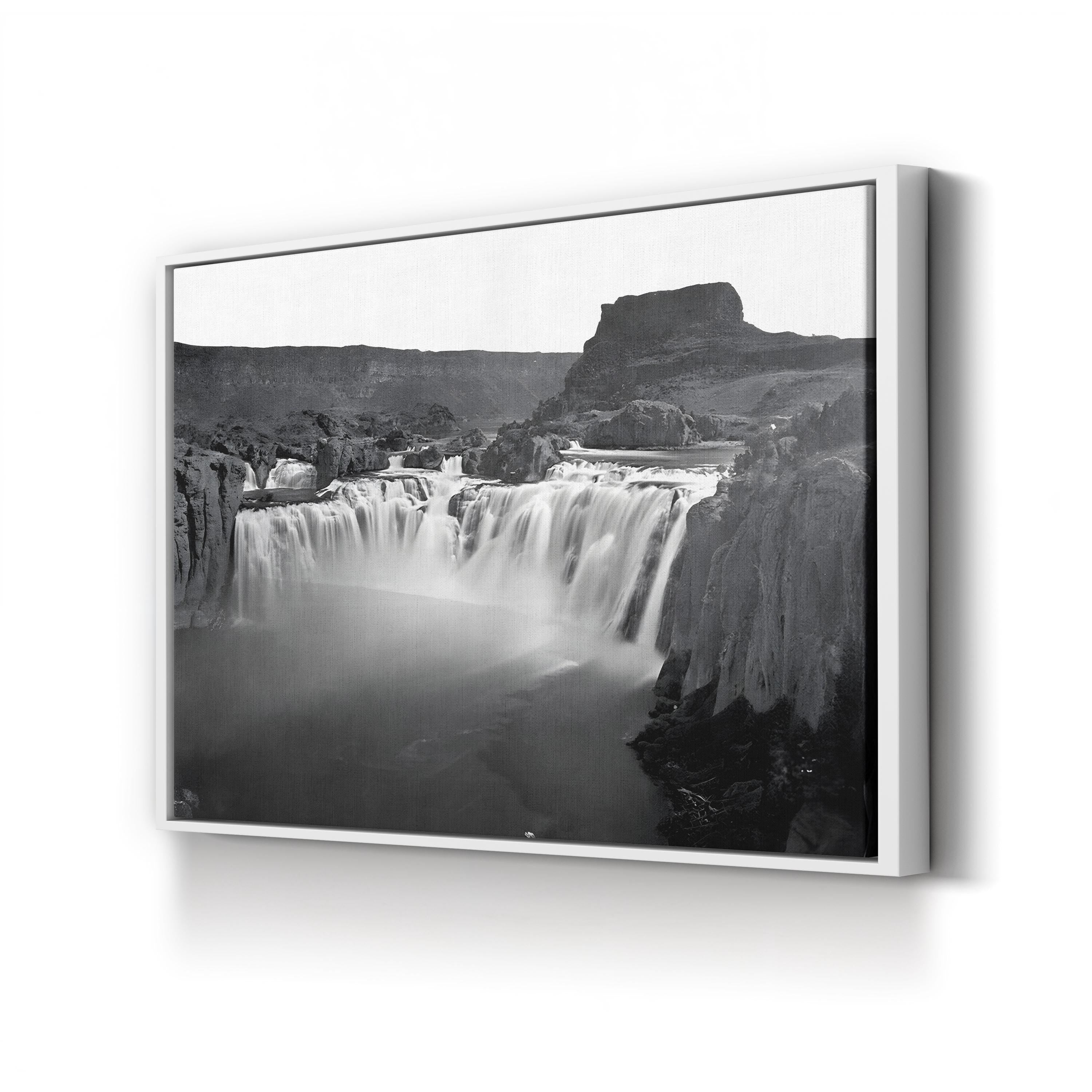 Shoshone Falls Canvas Art Print – 1868 Black & White Idaho Landscape