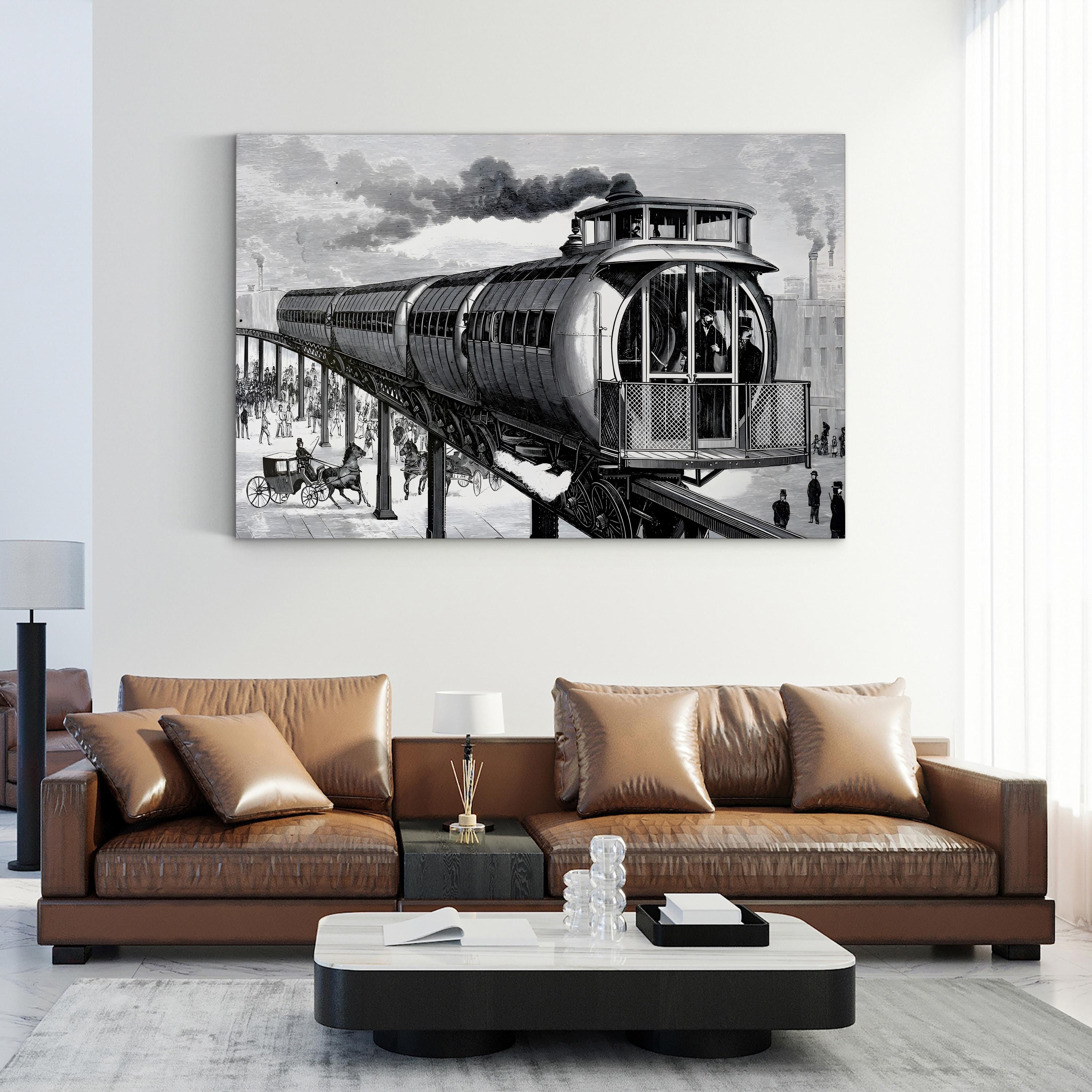 Vintage Train Station, 19th Century – Period Illustration Wall Art | Railway Canvas Print