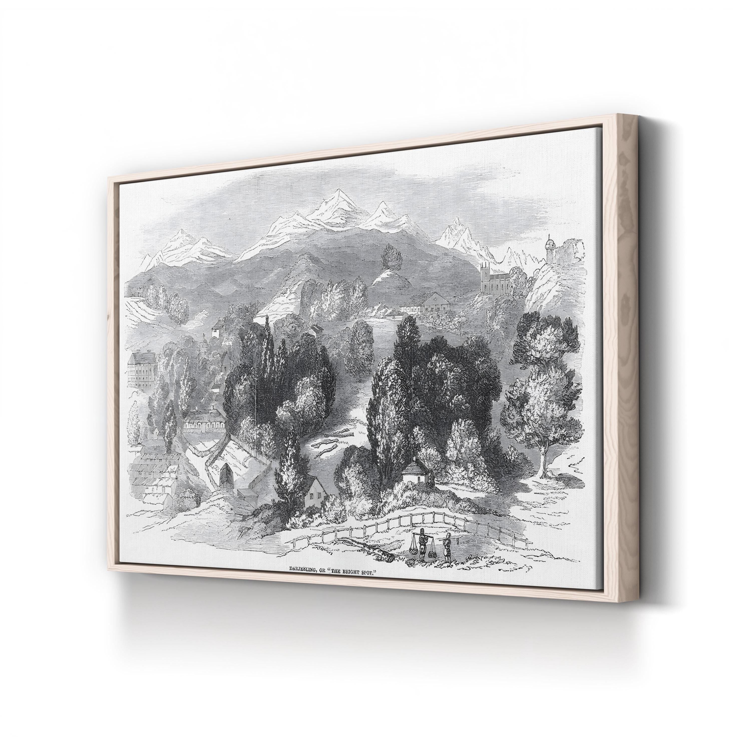 Swiss Alps Mountain Landscape, 1850s – Period Illustration Wall Art | Vintage Alpine Canvas Print