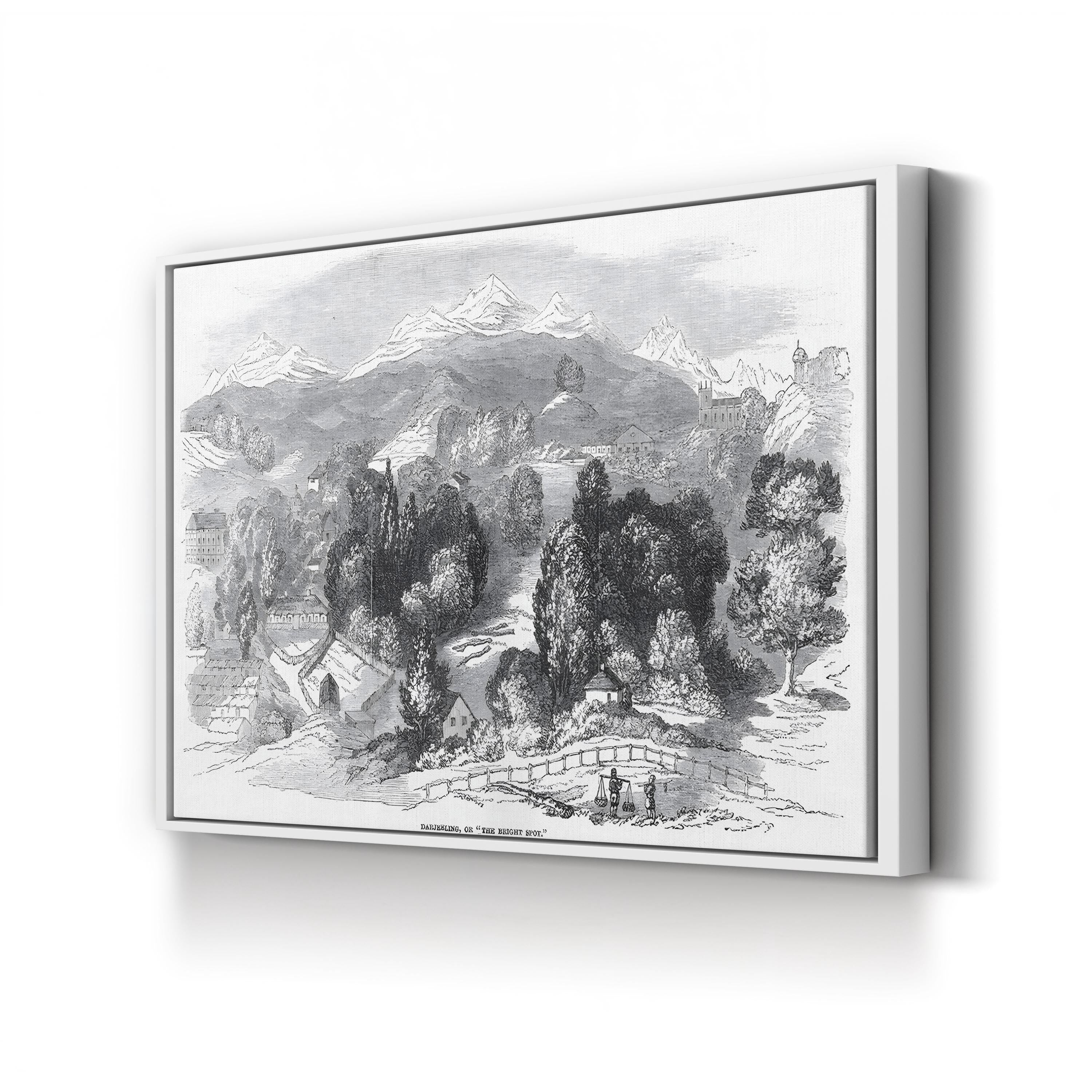 Swiss Alps Mountain Landscape, 1850s – Period Illustration Wall Art | Vintage Alpine Canvas Print
