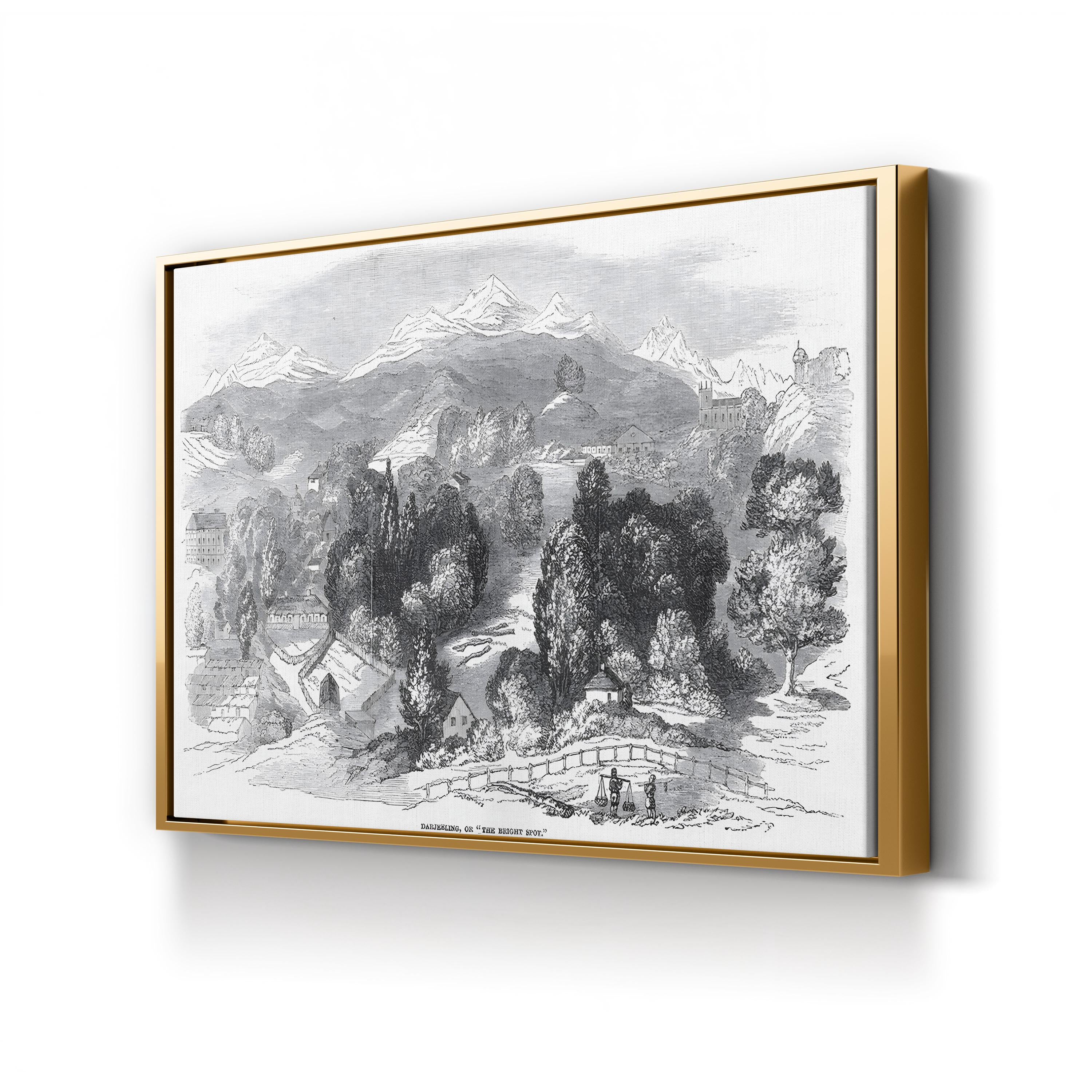 Swiss Alps Mountain Landscape, 1850s – Period Illustration Wall Art | Vintage Alpine Canvas Print