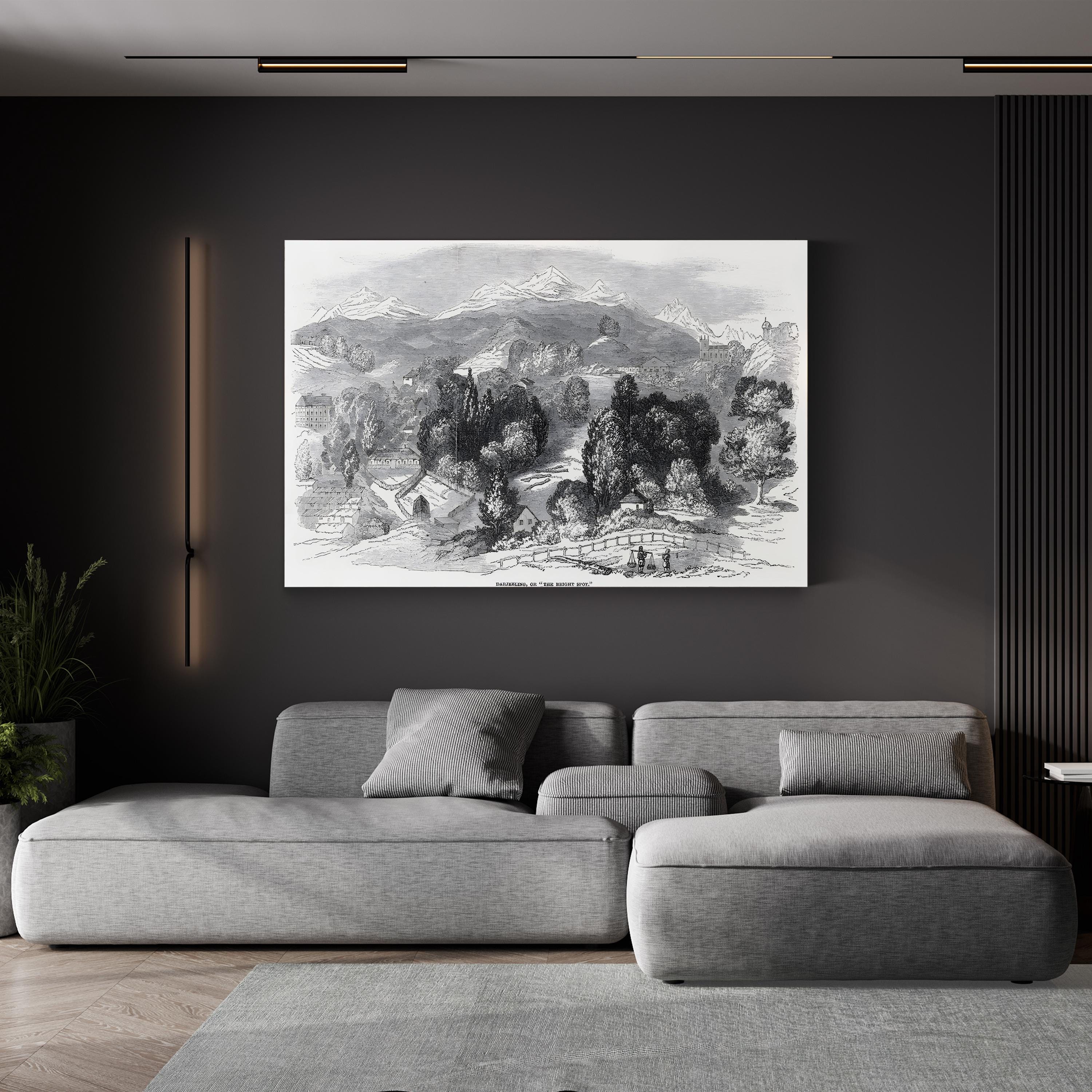 Swiss Alps Mountain Landscape, 1850s – Period Illustration Wall Art | Vintage Alpine Canvas Print
