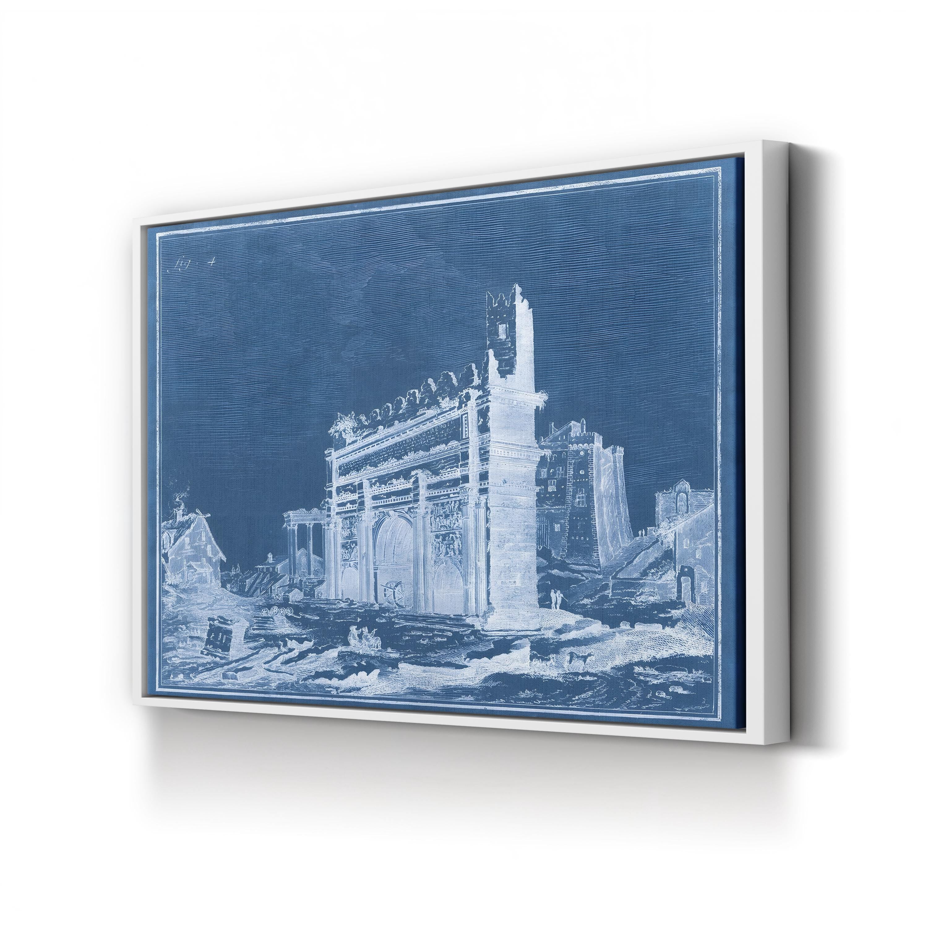 Indigo Antiquities IV Wall Art – Arch of Titus 19th Century Blueprint Canvas Print