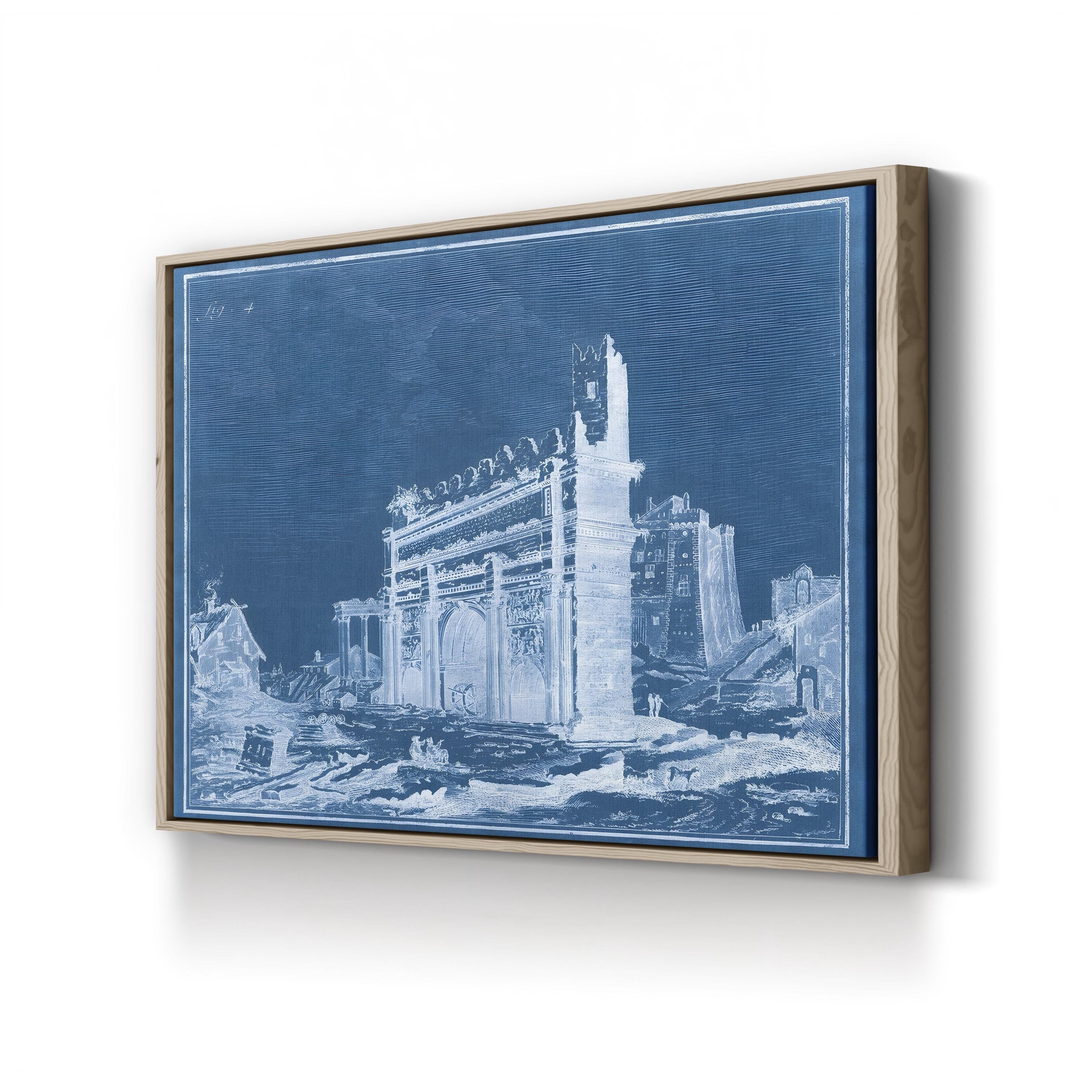 Indigo Antiquities IV Wall Art – Arch of Titus 19th Century Blueprint Canvas Print