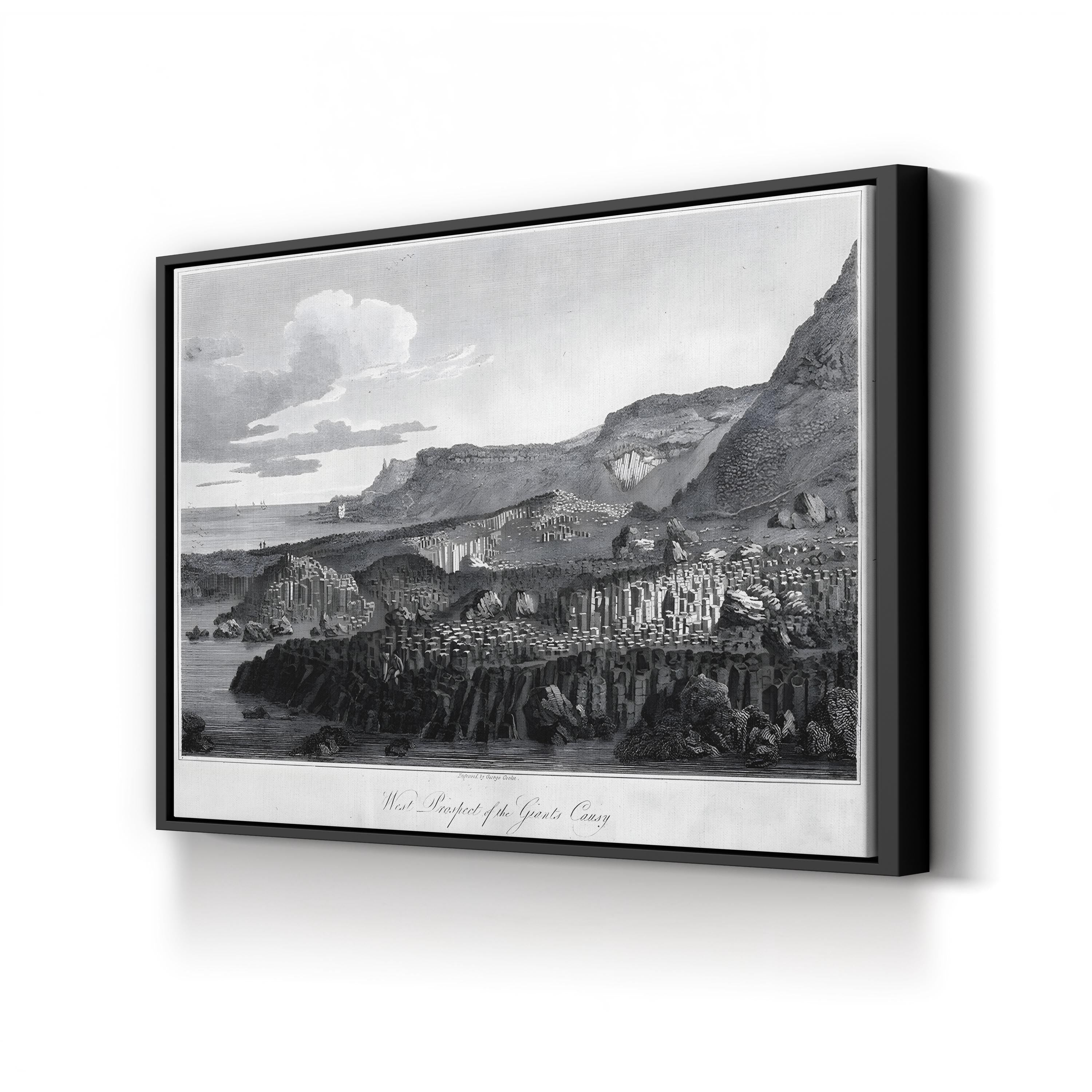 Ireland, Giant’s Causeway Vintage Landscape Canvas Print – George Cooke 1809 Coastal Engraving