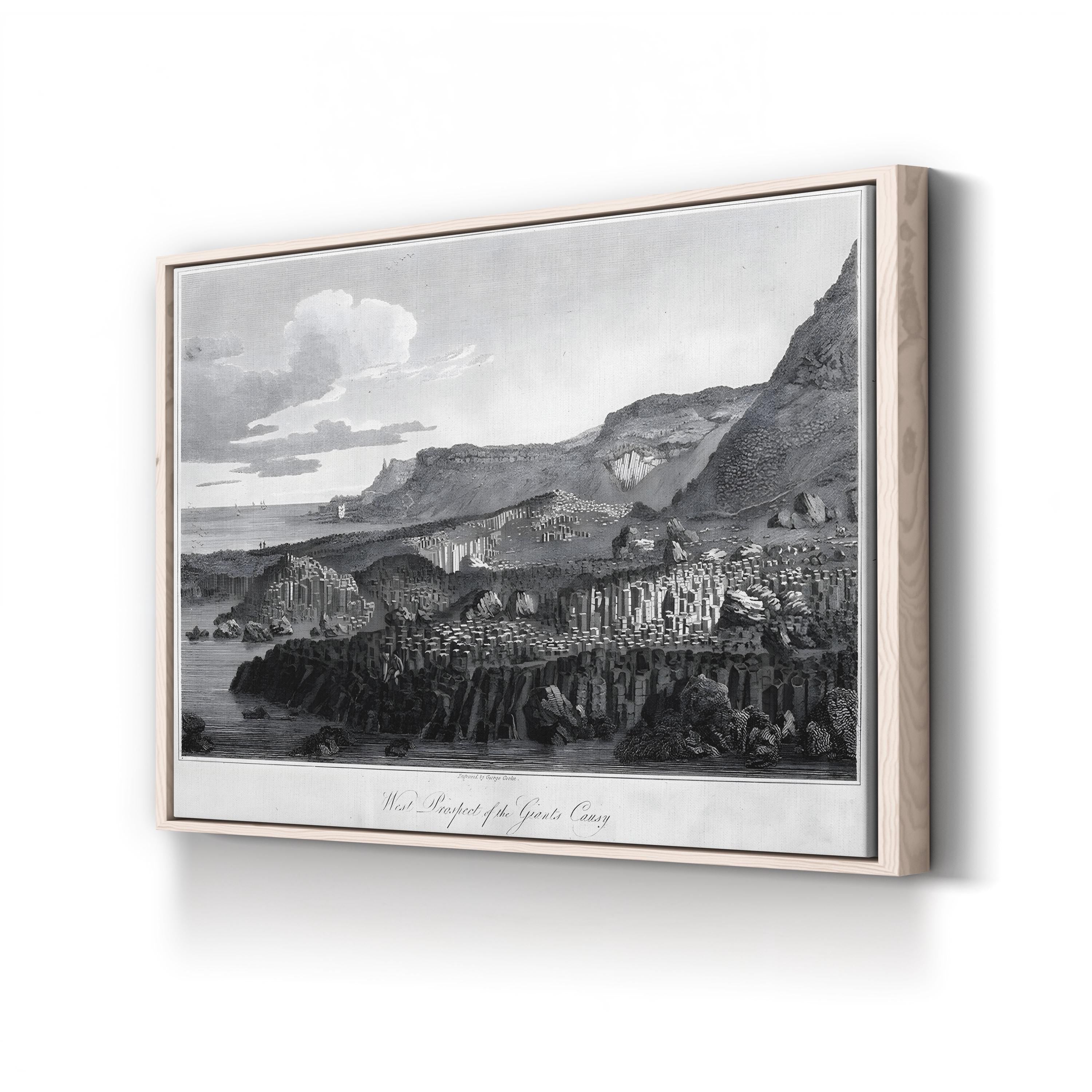 Ireland, Giant’s Causeway Vintage Landscape Canvas Print – George Cooke 1809 Coastal Engraving
