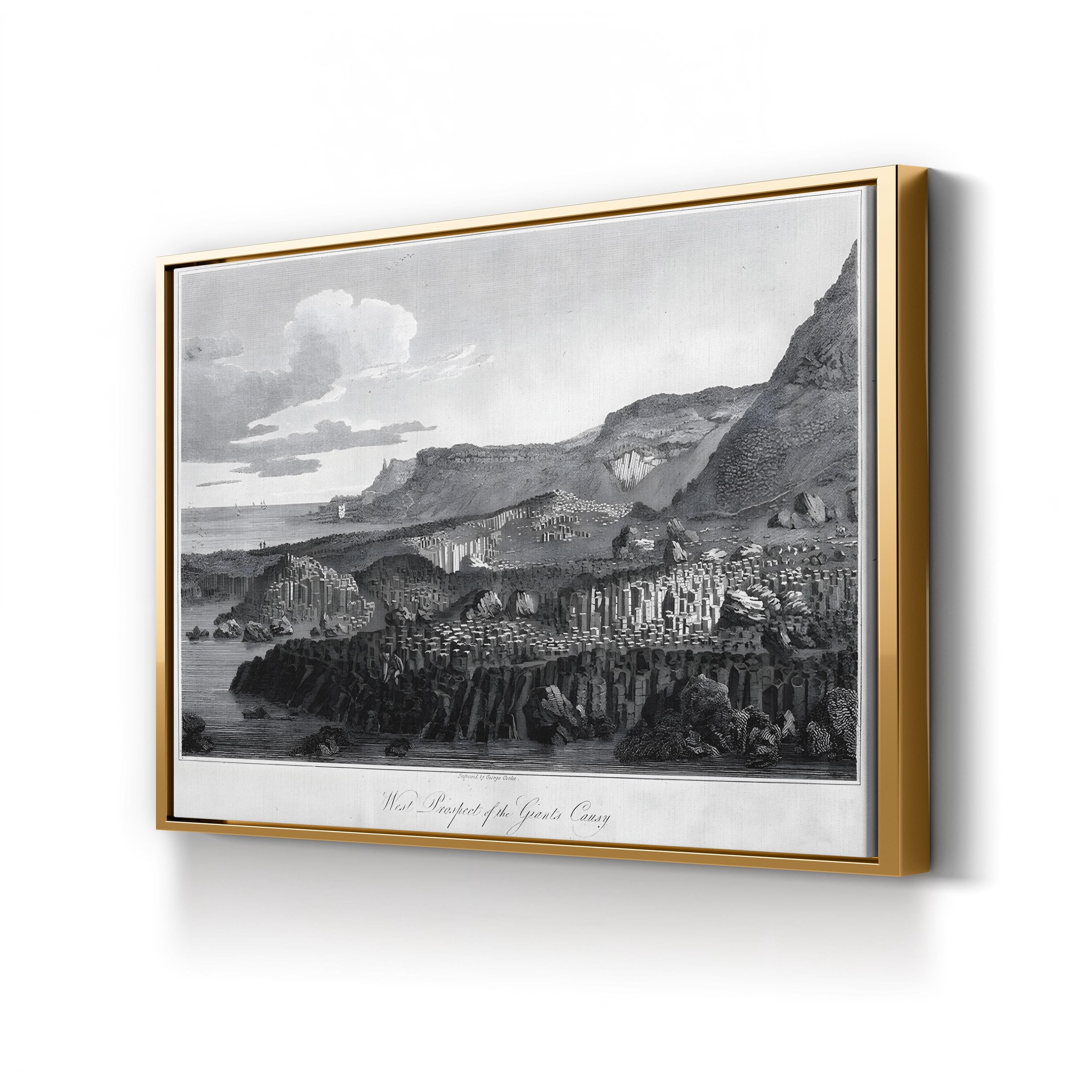 Ireland, Giant’s Causeway Vintage Landscape Canvas Print – George Cooke 1809 Coastal Engraving