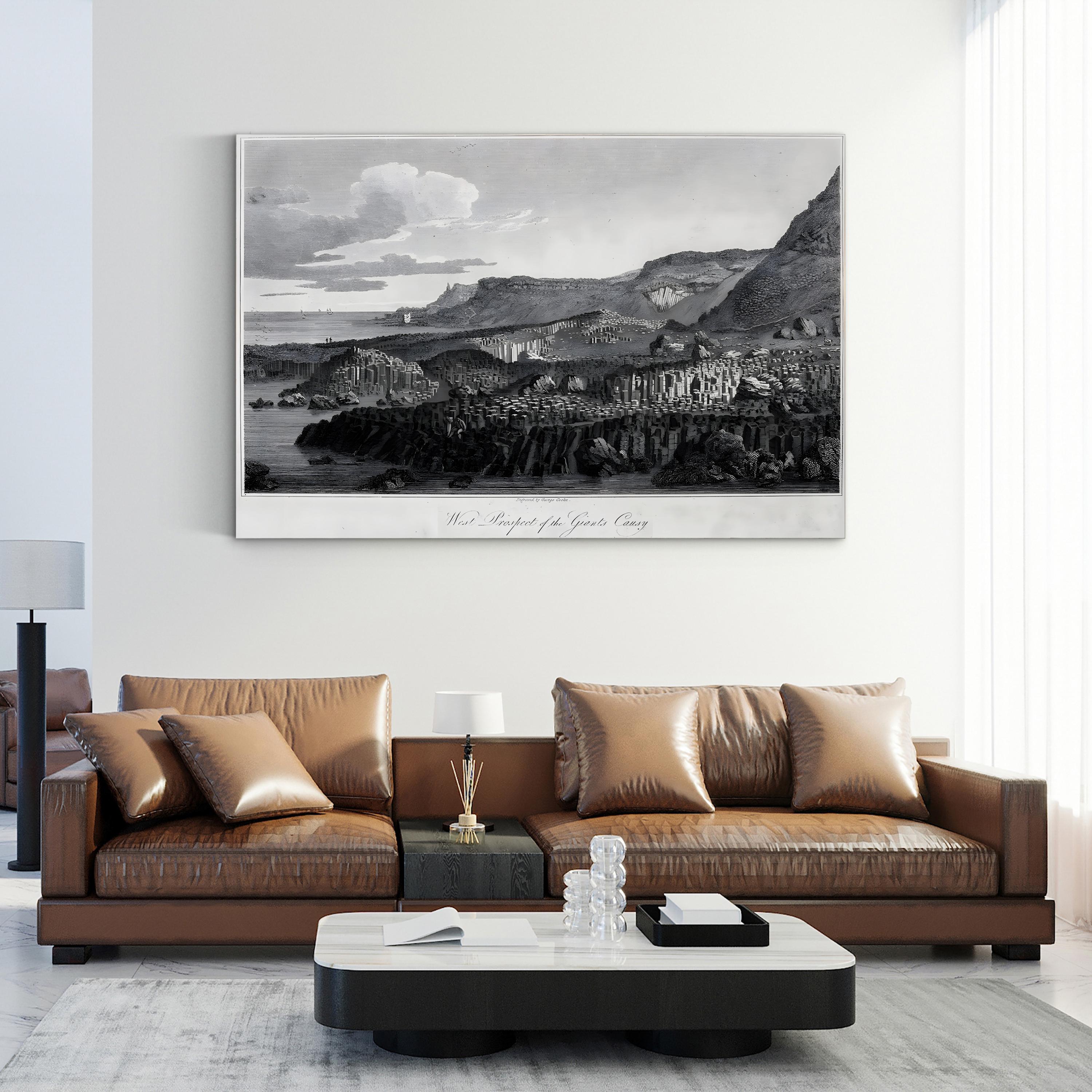 Ireland, Giant’s Causeway Vintage Landscape Canvas Print – George Cooke 1809 Coastal Engraving