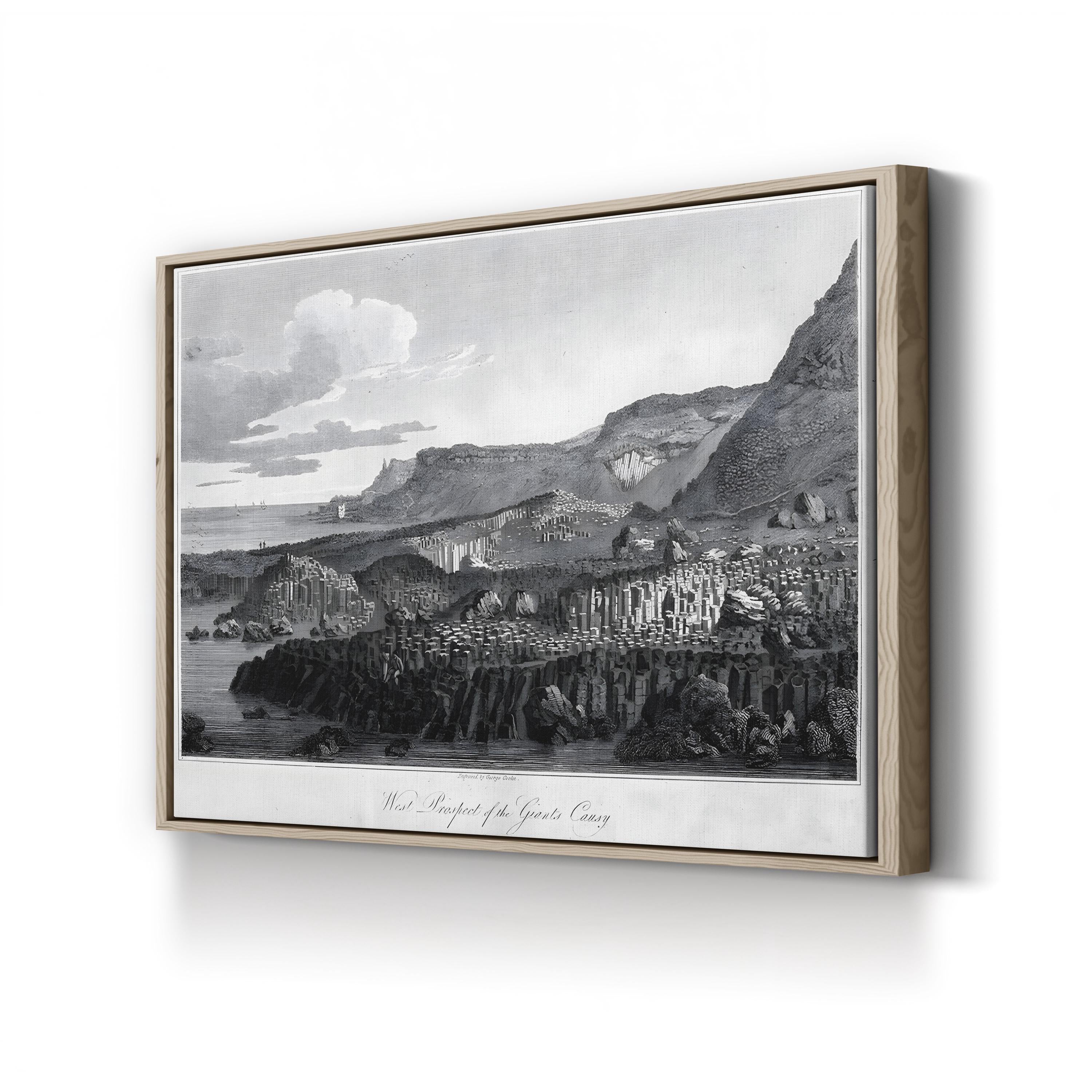 Ireland, Giant’s Causeway Vintage Landscape Canvas Print – George Cooke 1809 Coastal Engraving