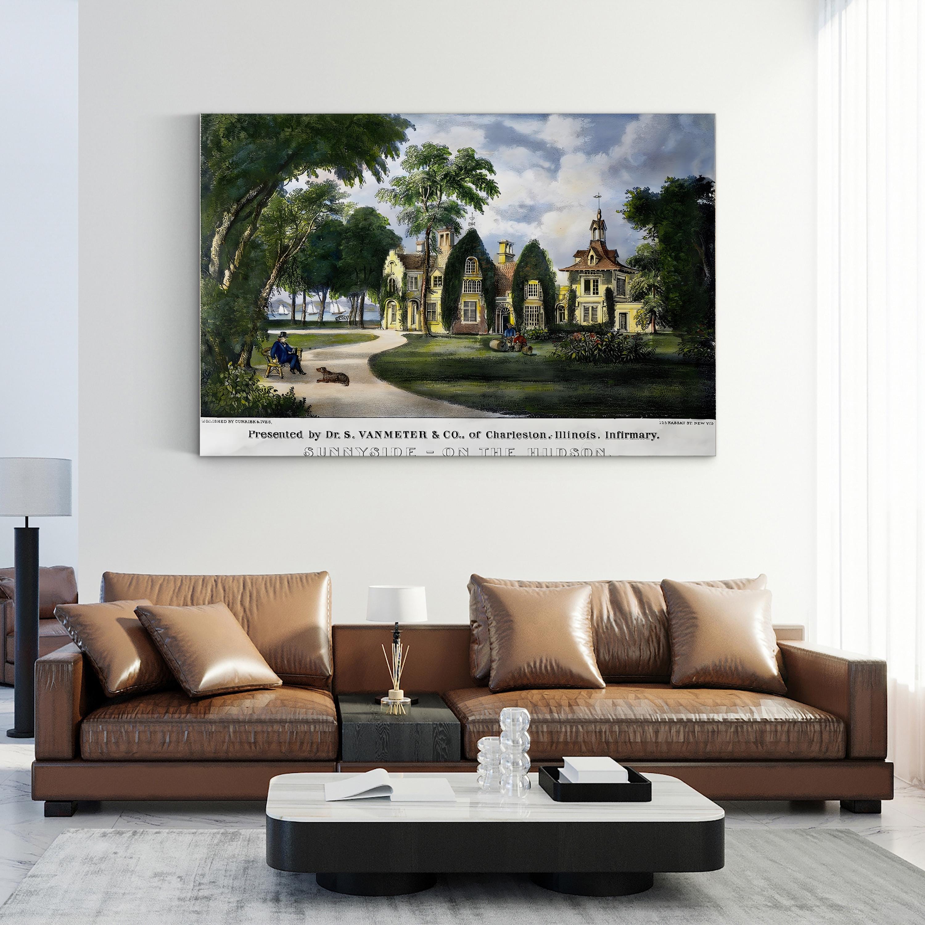 Washington Irving’s Sunnyside Home – Period Illustration Wall Art | Historic Architecture Canvas Print