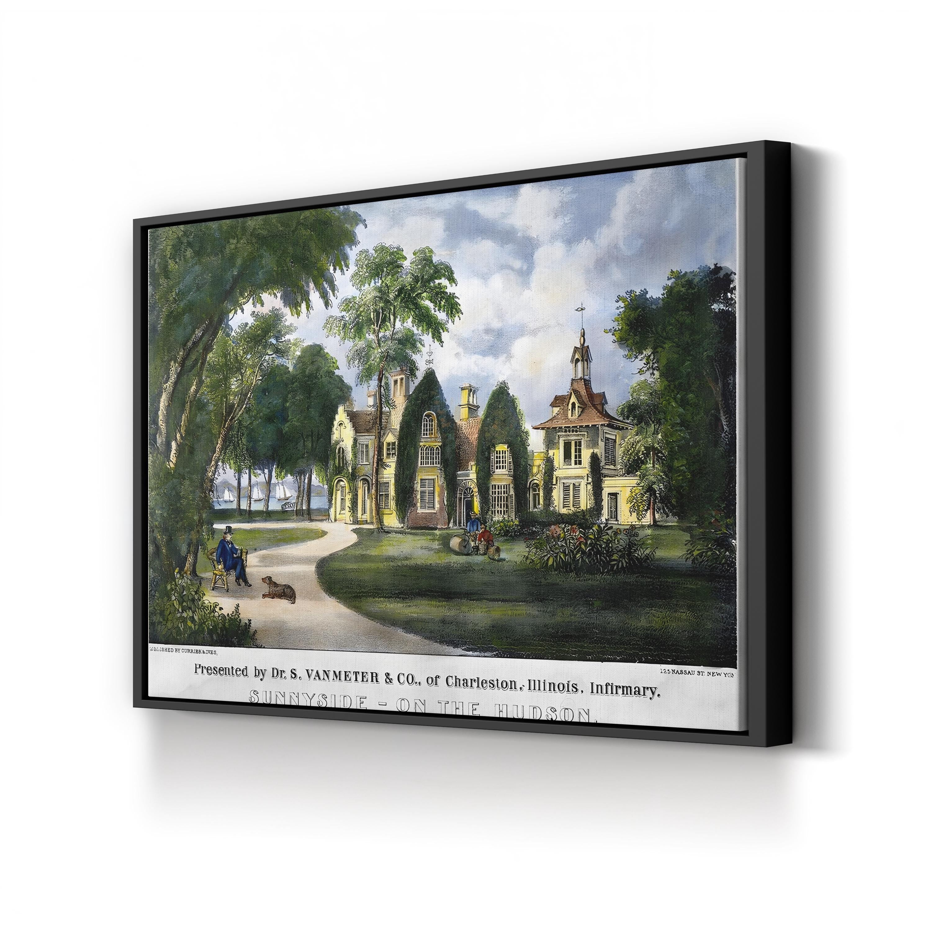 Washington Irving’s Sunnyside Home – Period Illustration Wall Art | Historic Architecture Canvas Print