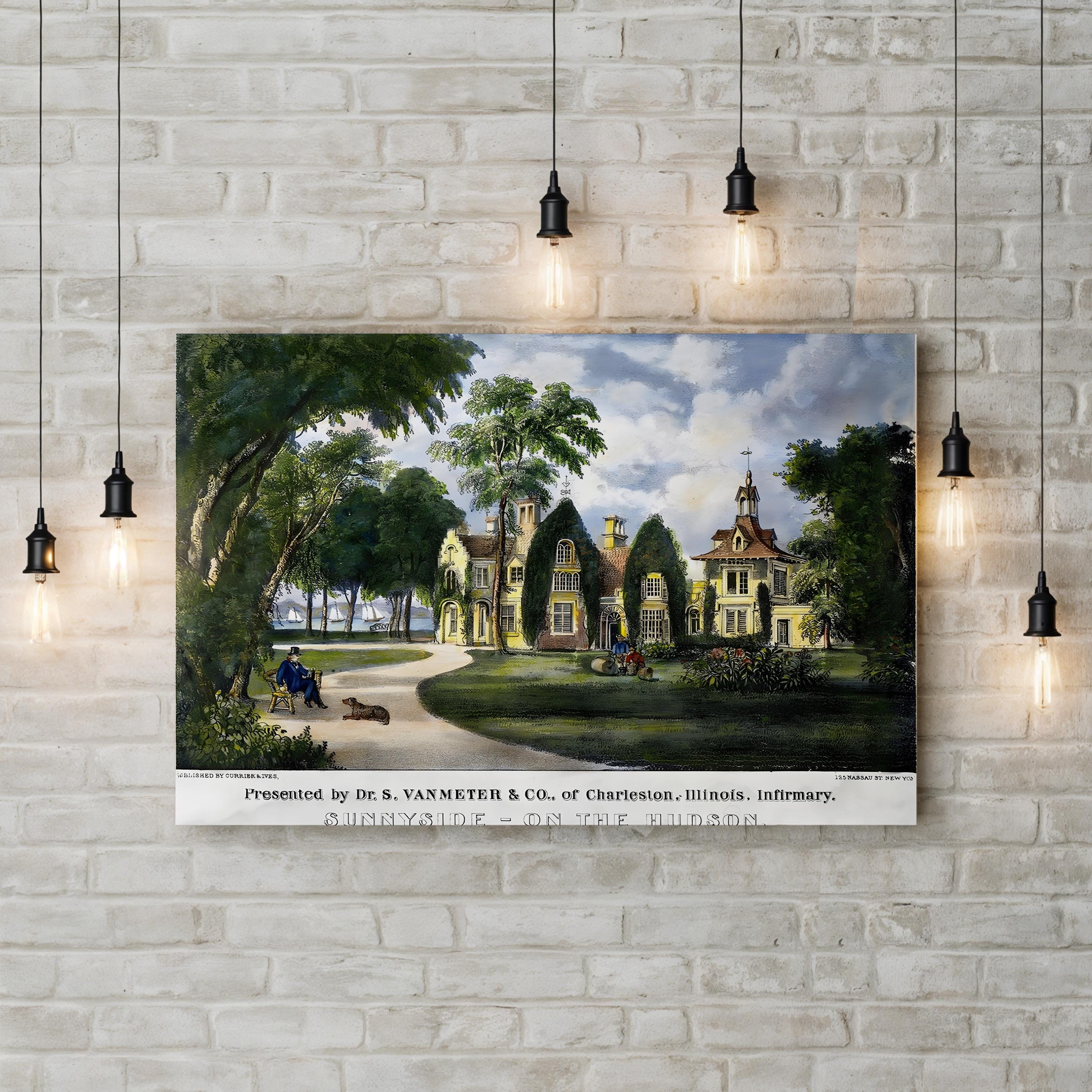 Washington Irving’s Sunnyside Home – Period Illustration Wall Art | Historic Architecture Canvas Print
