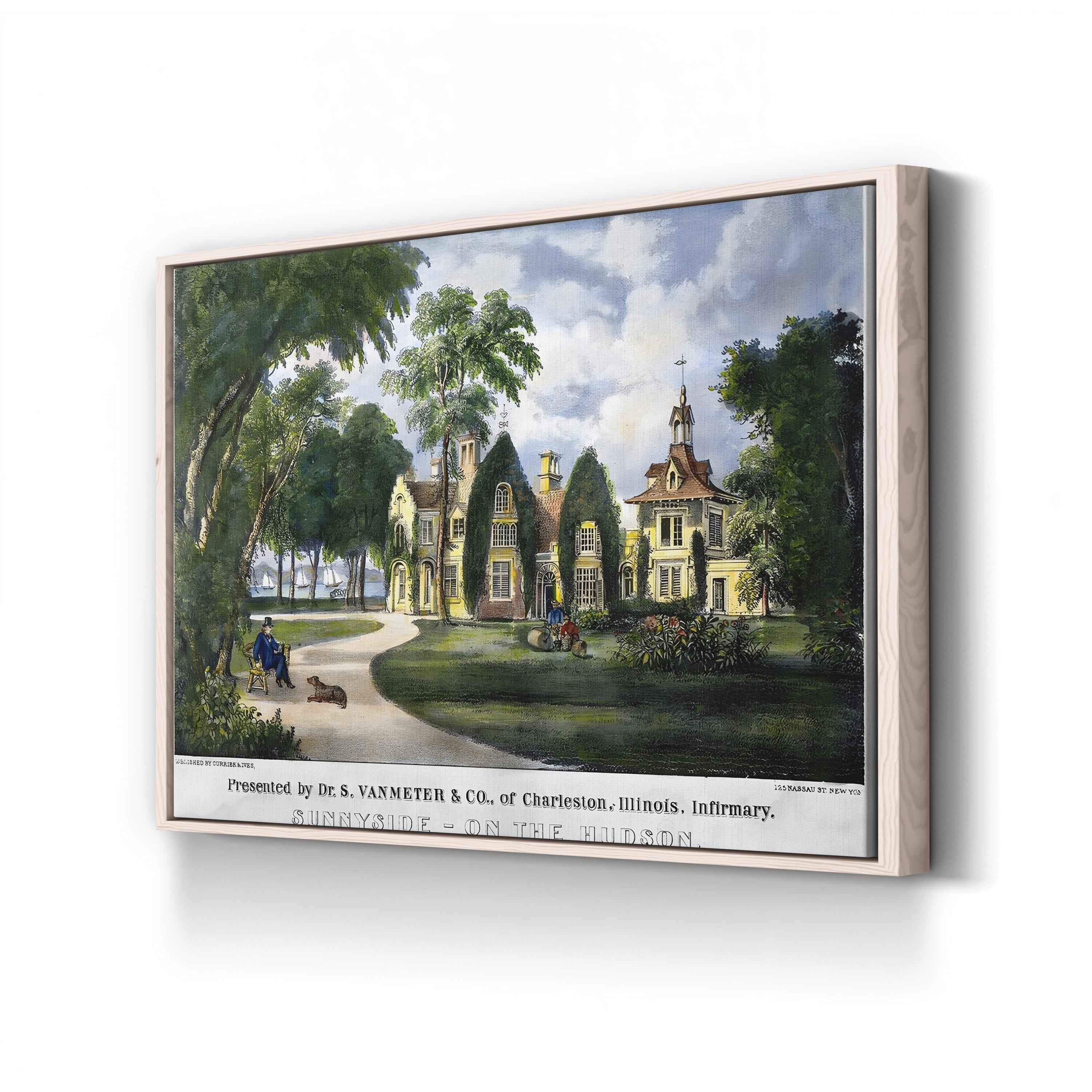 Washington Irving’s Sunnyside Home – Period Illustration Wall Art | Historic Architecture Canvas Print