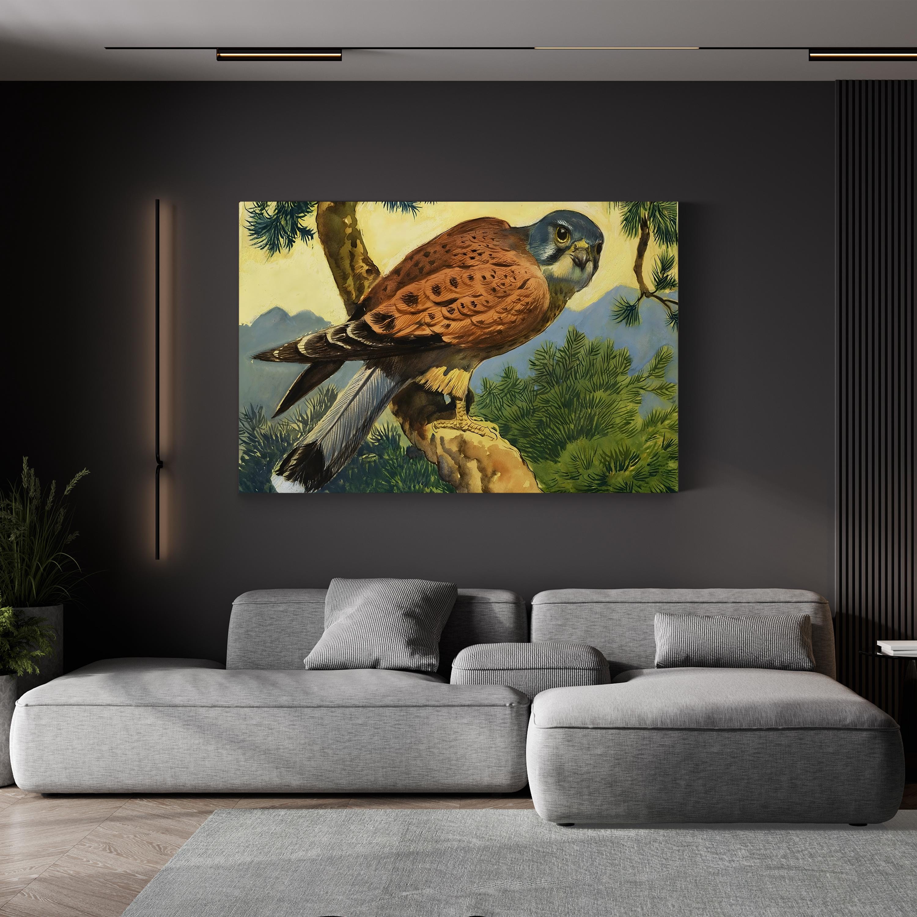 Kestrel Falcon, 1966 – Period Illustration Wall Art | Wildlife Canvas Print