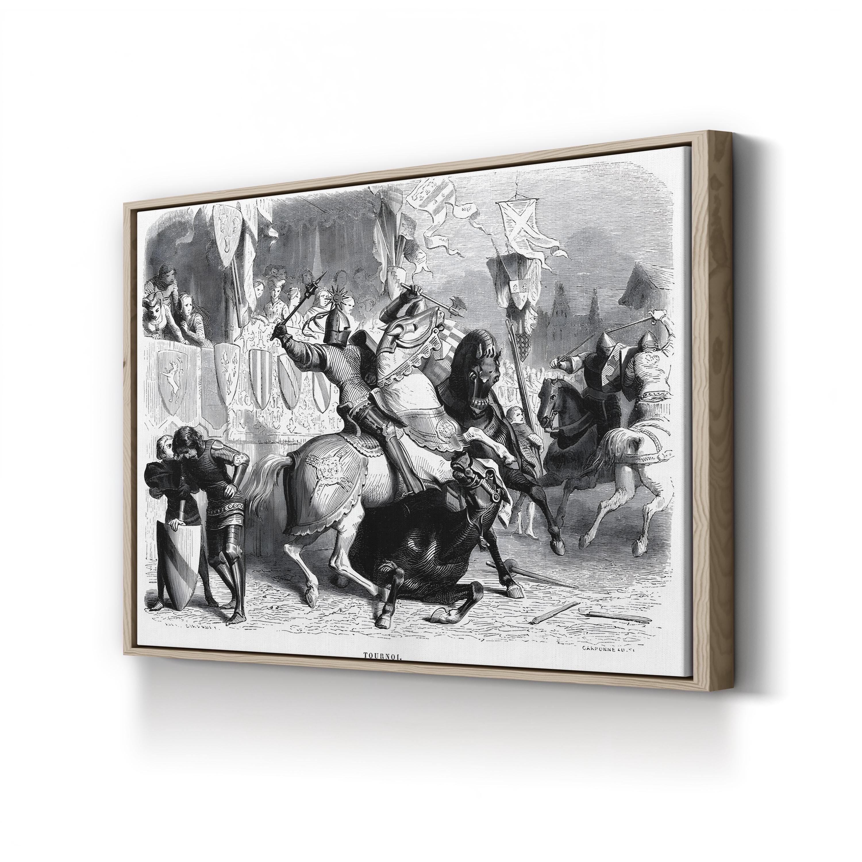 Knights at a Medieval Tournament – Period Illustration Wall Art | Vintage Jousting Canvas Print