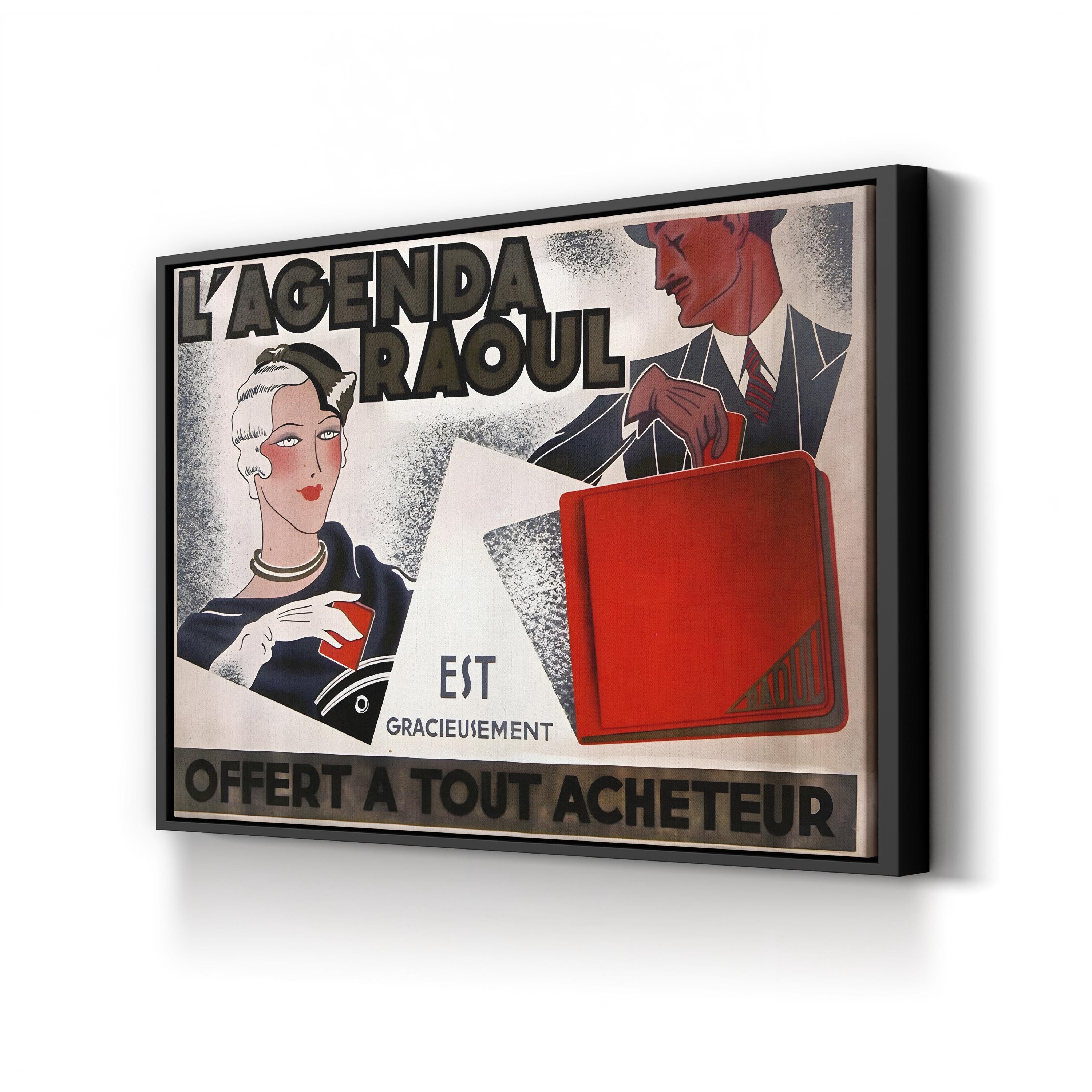 La Agenda Raoul Wall Art | 1920s French Advertising Poster Canvas | Vintage Apple Collection