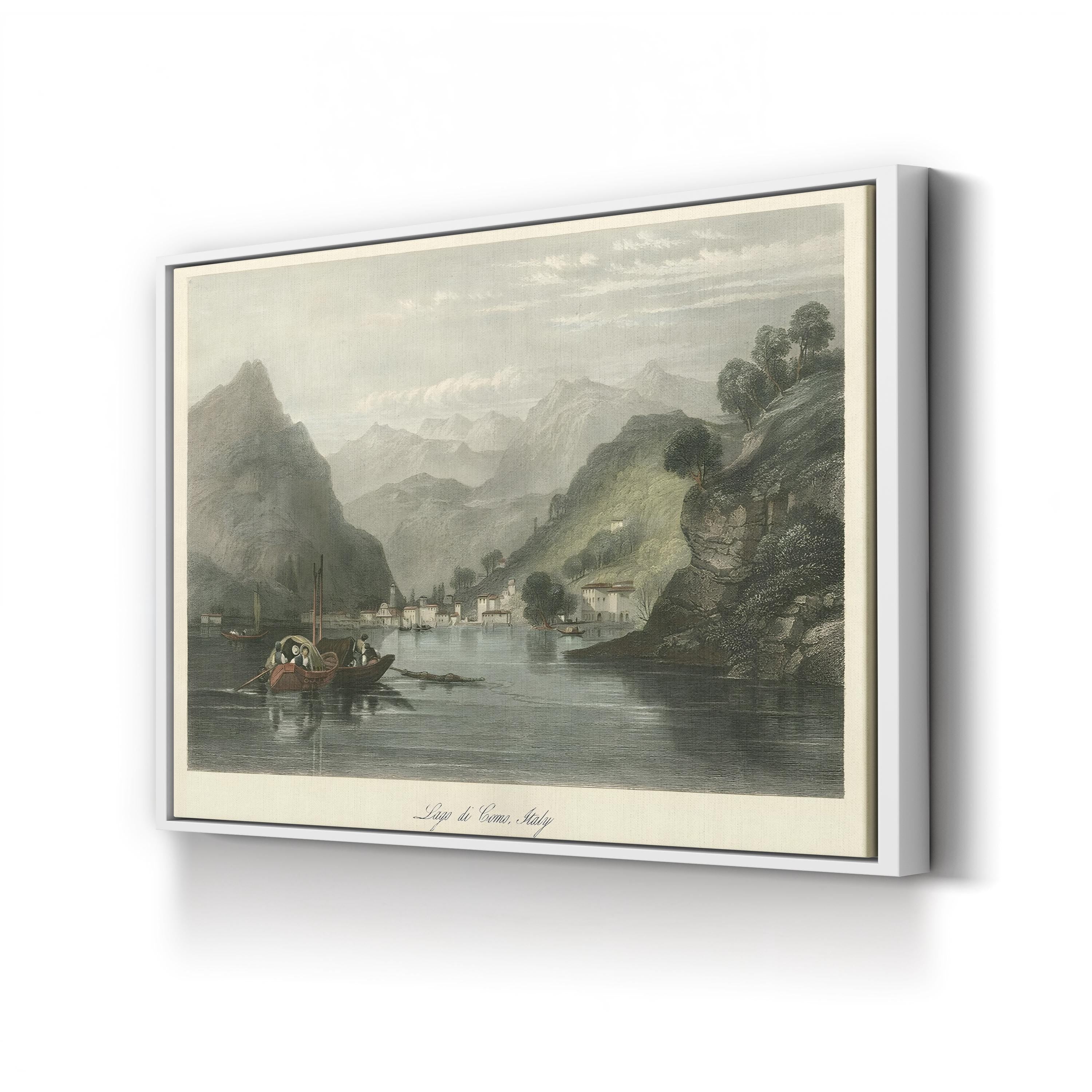 Lago di Como, Italy Wall Art by W. L. Leitch | 19th-Century Romantic Lake Landscape Canvas Print