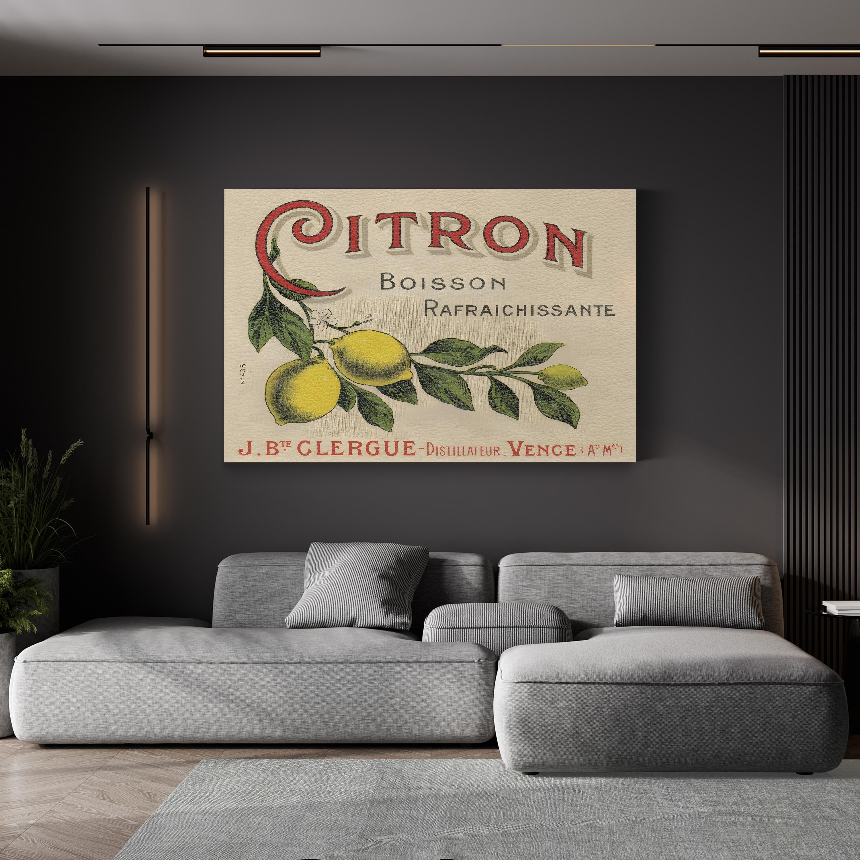 1930s French Lemon Label – Period Illustration Wall Art | Citrus Kitchen Canvas Print