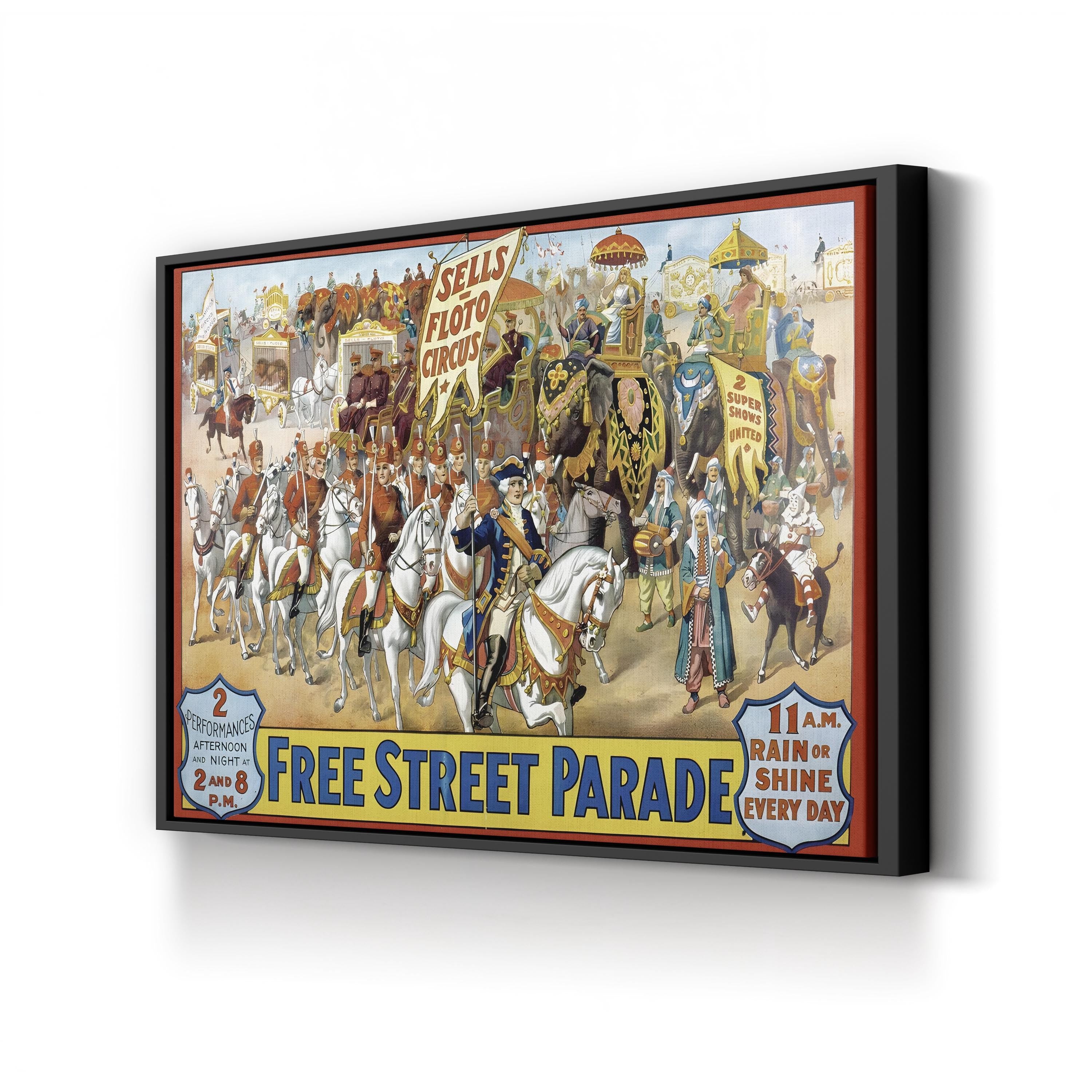 Sells-Floto Circus Street Parade 1913 Wall Art – Vintage American Circus Lithograph Canvas