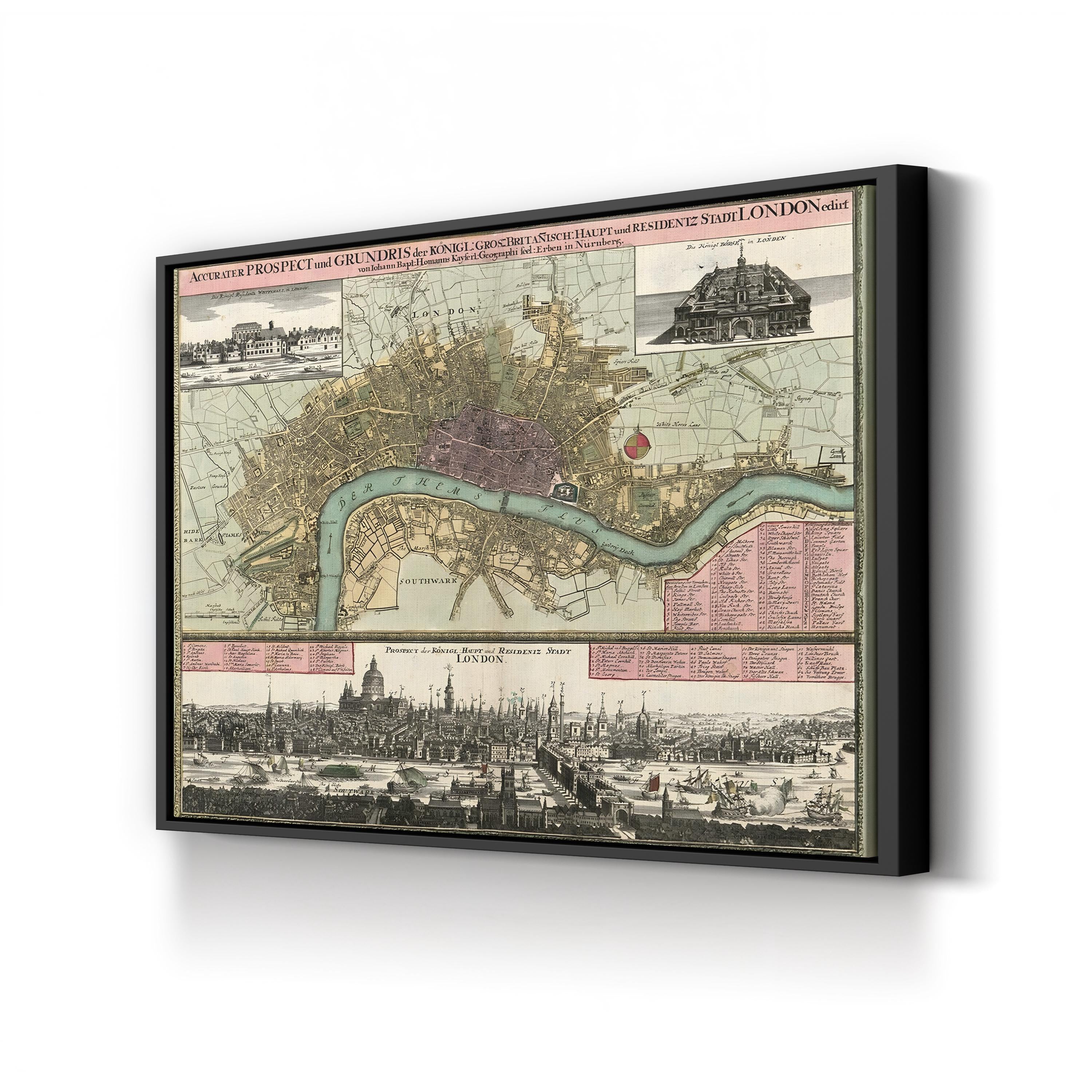 London District Wall Art – 19th Century London Map Canvas Print