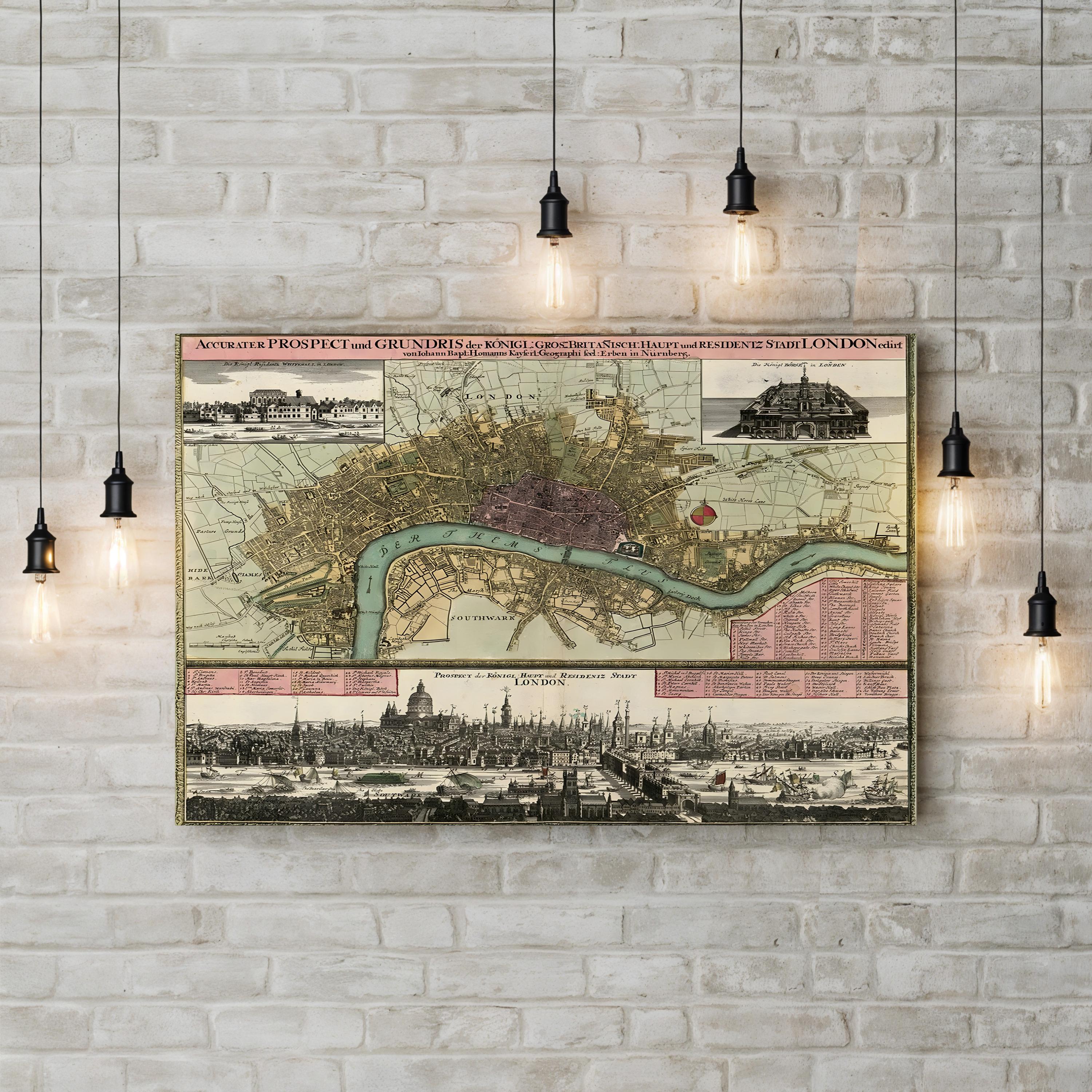 London District Wall Art – 19th Century London Map Canvas Print