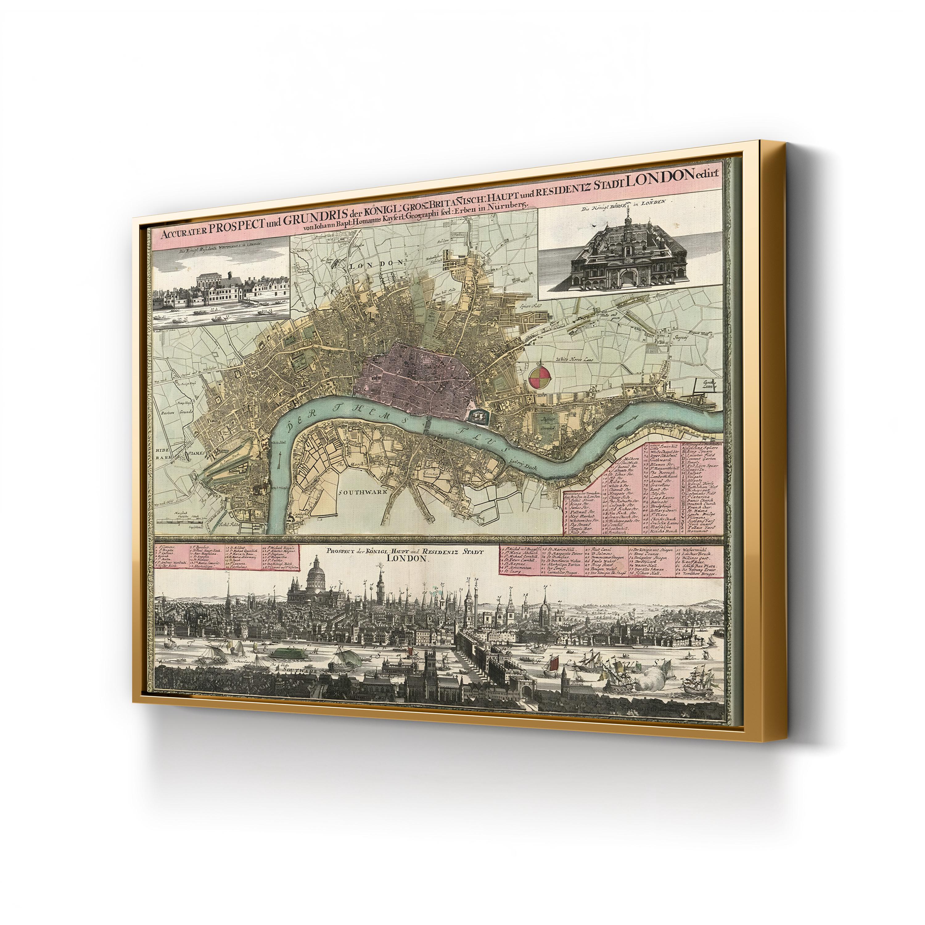 London District Wall Art – 19th Century London Map Canvas Print