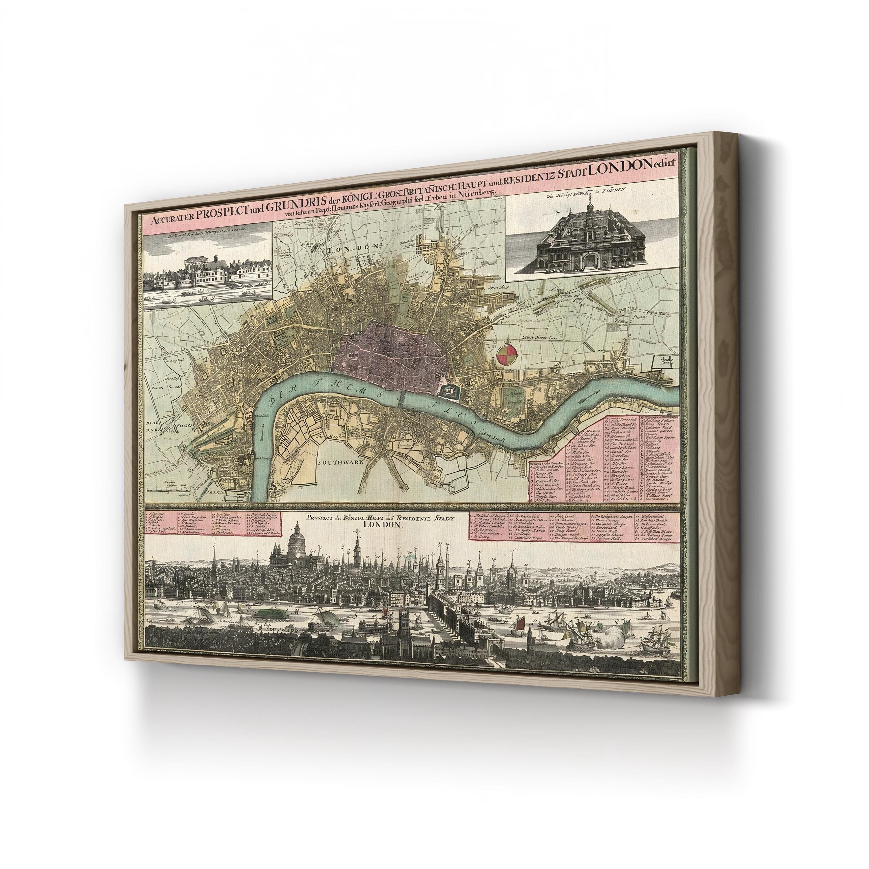 London District Wall Art – 19th Century London Map Canvas Print