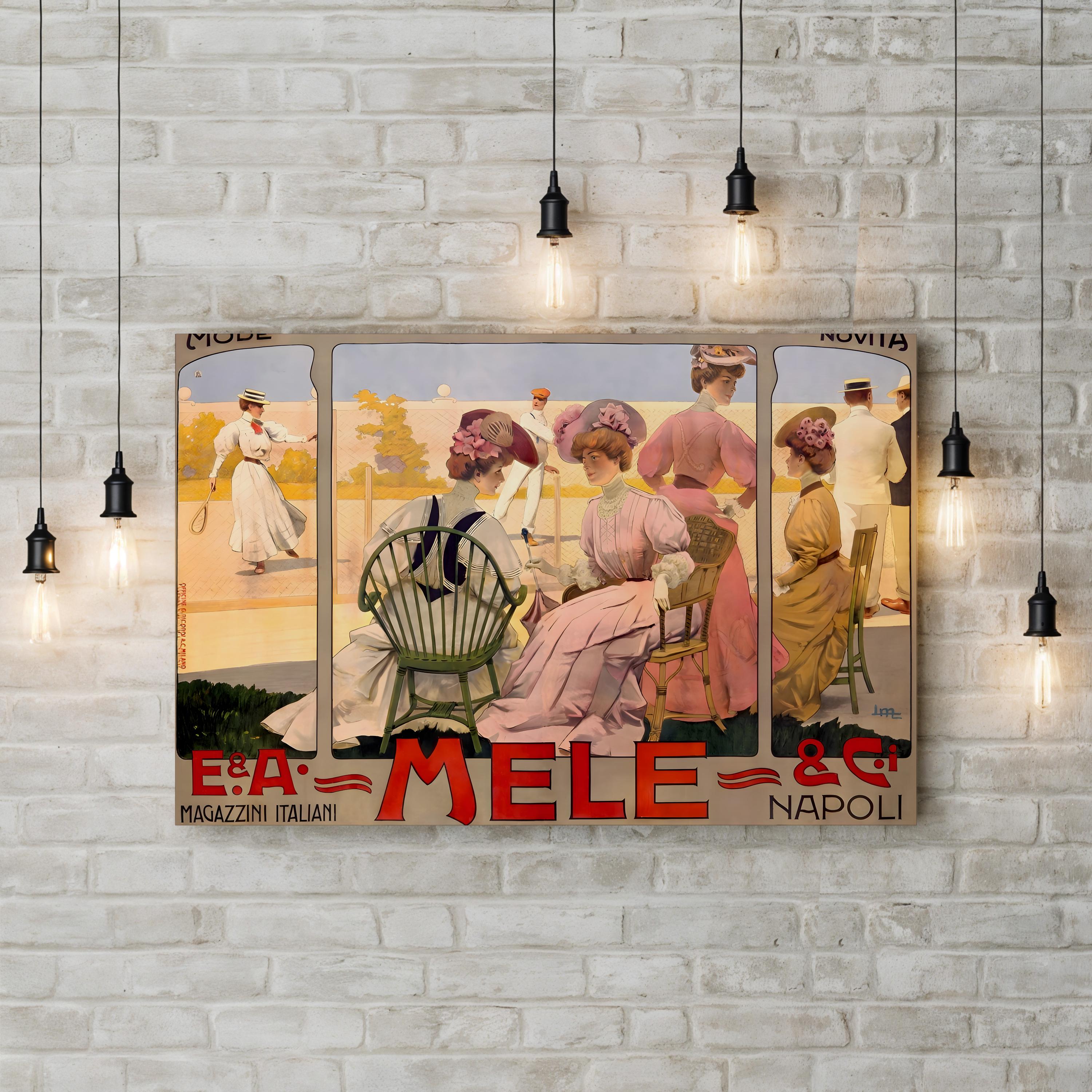 Mele Tennis Fashion Poster – Period Illustration Wall Art | Vintage Italian Canvas Print
