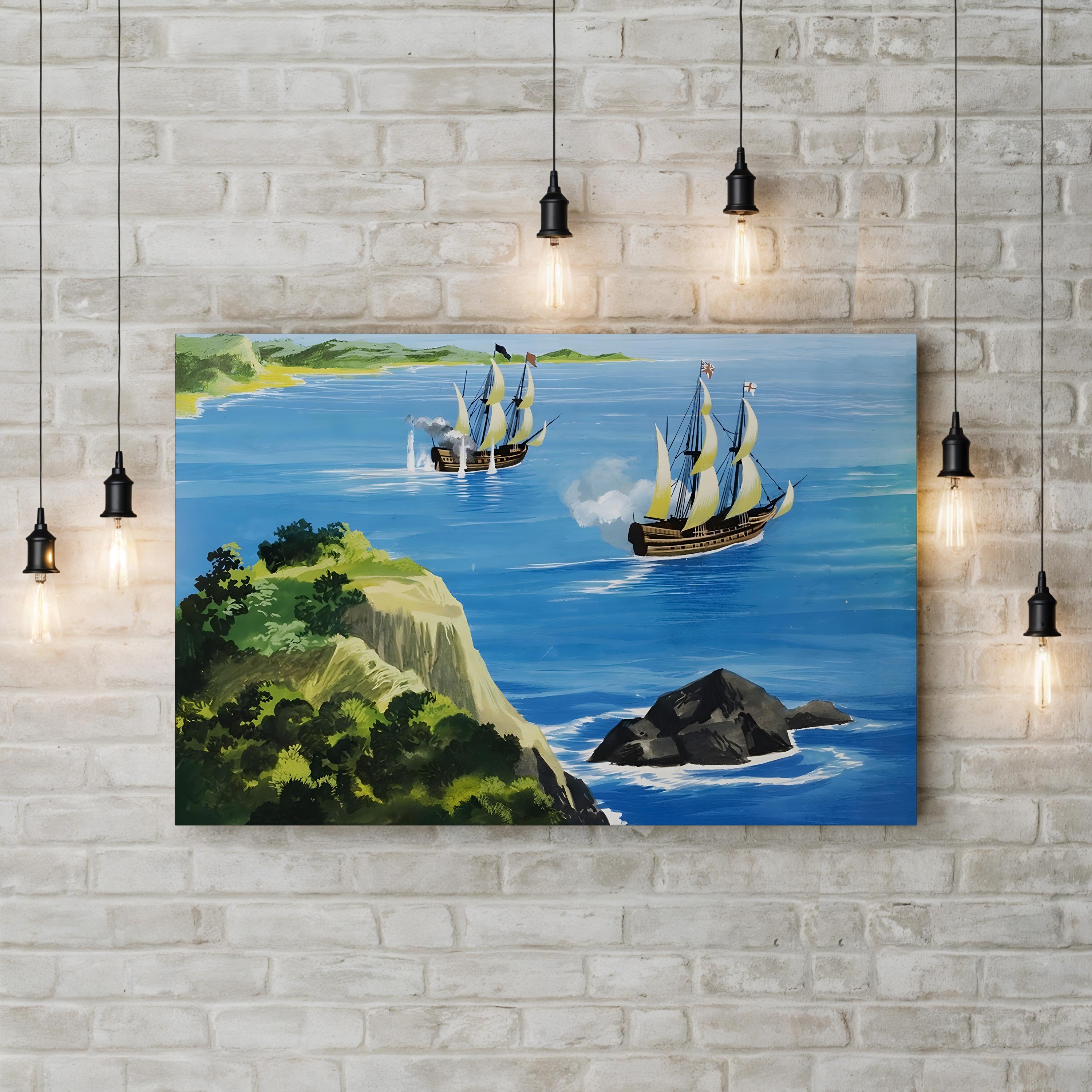 Men of the Jolly Roger – Period Illustration Wall Art | Vintage Pirate Ship Canvas Print