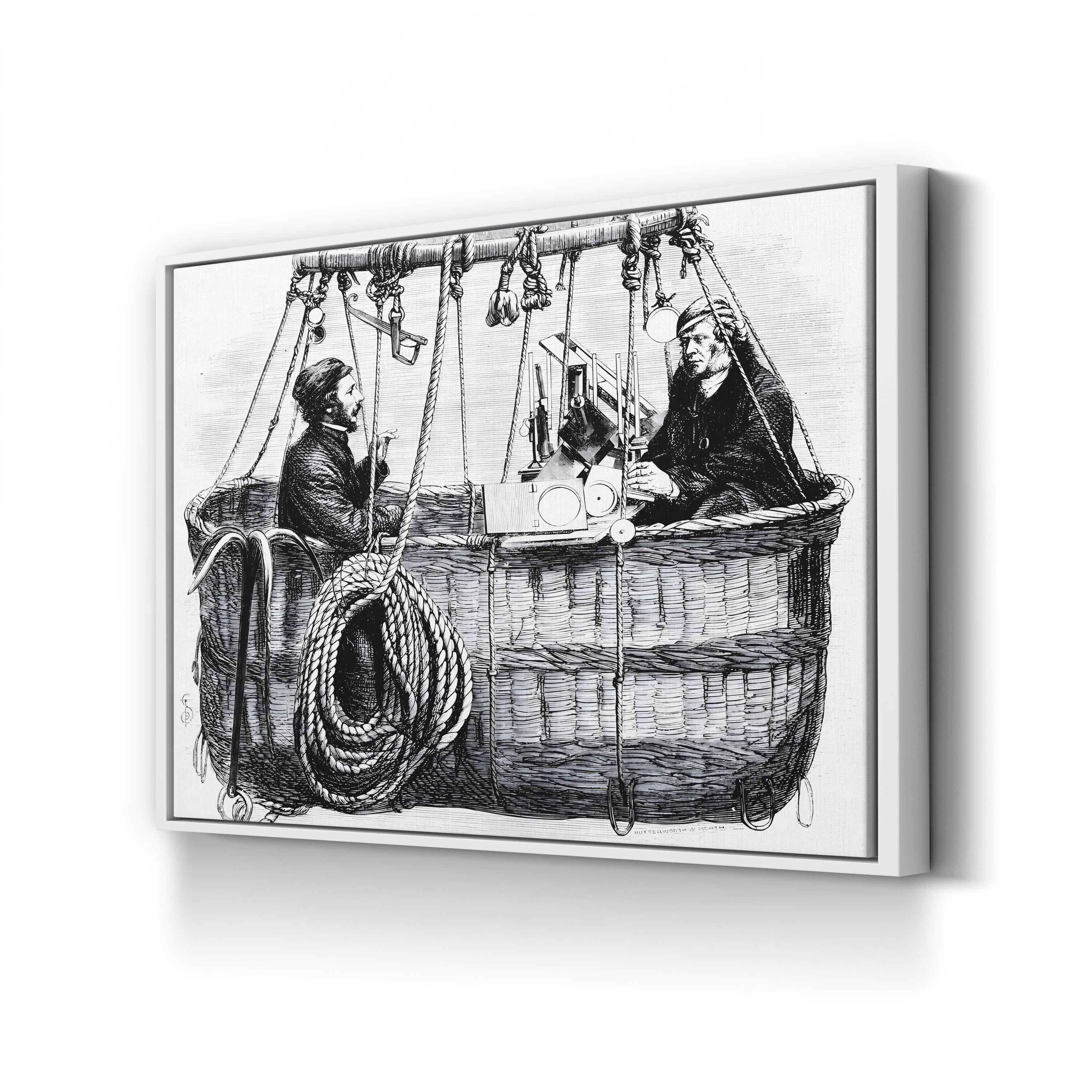 Scientific Balloon Ascent 1864 – Period Illustration Wall Art | Vintage Aeronautics Canvas Print