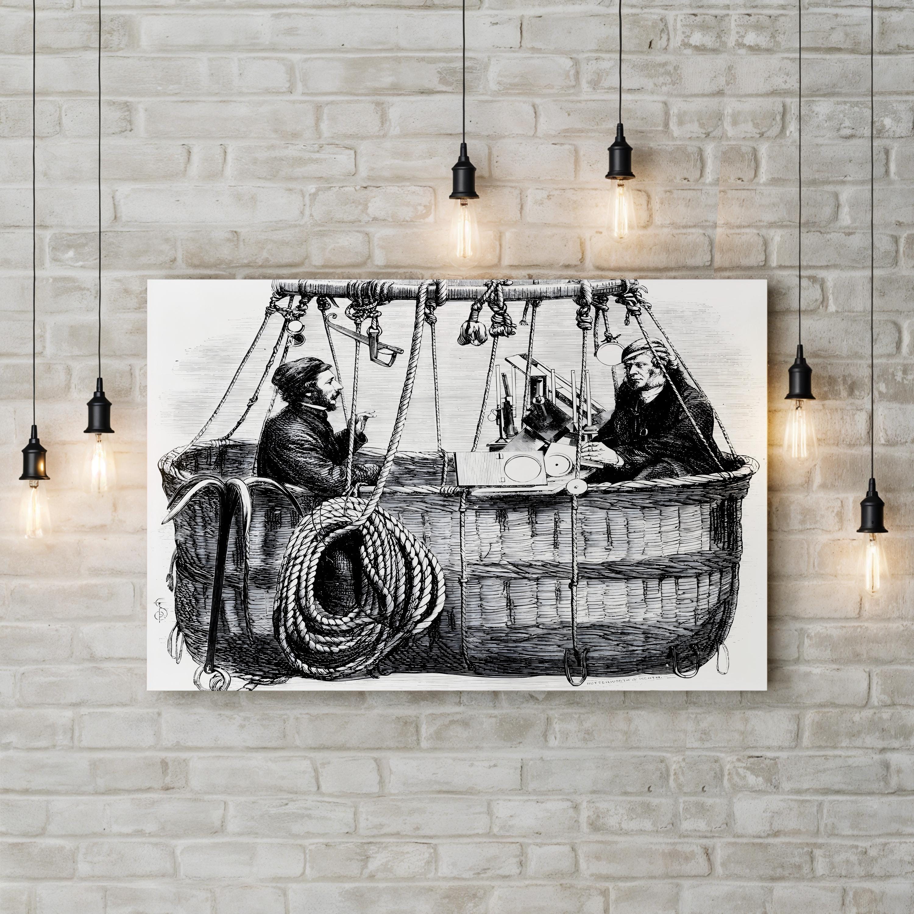 Scientific Balloon Ascent 1864 – Period Illustration Wall Art | Vintage Aeronautics Canvas Print