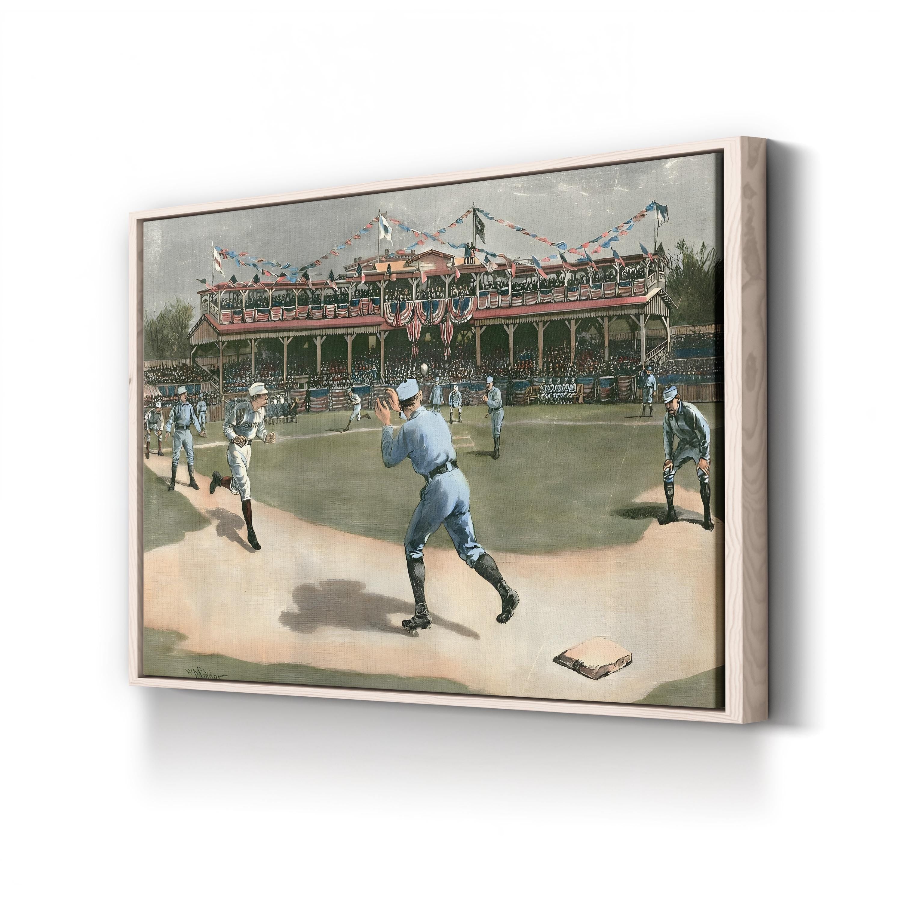 National League Baseball Game, 1886 canvas print in Natural frame