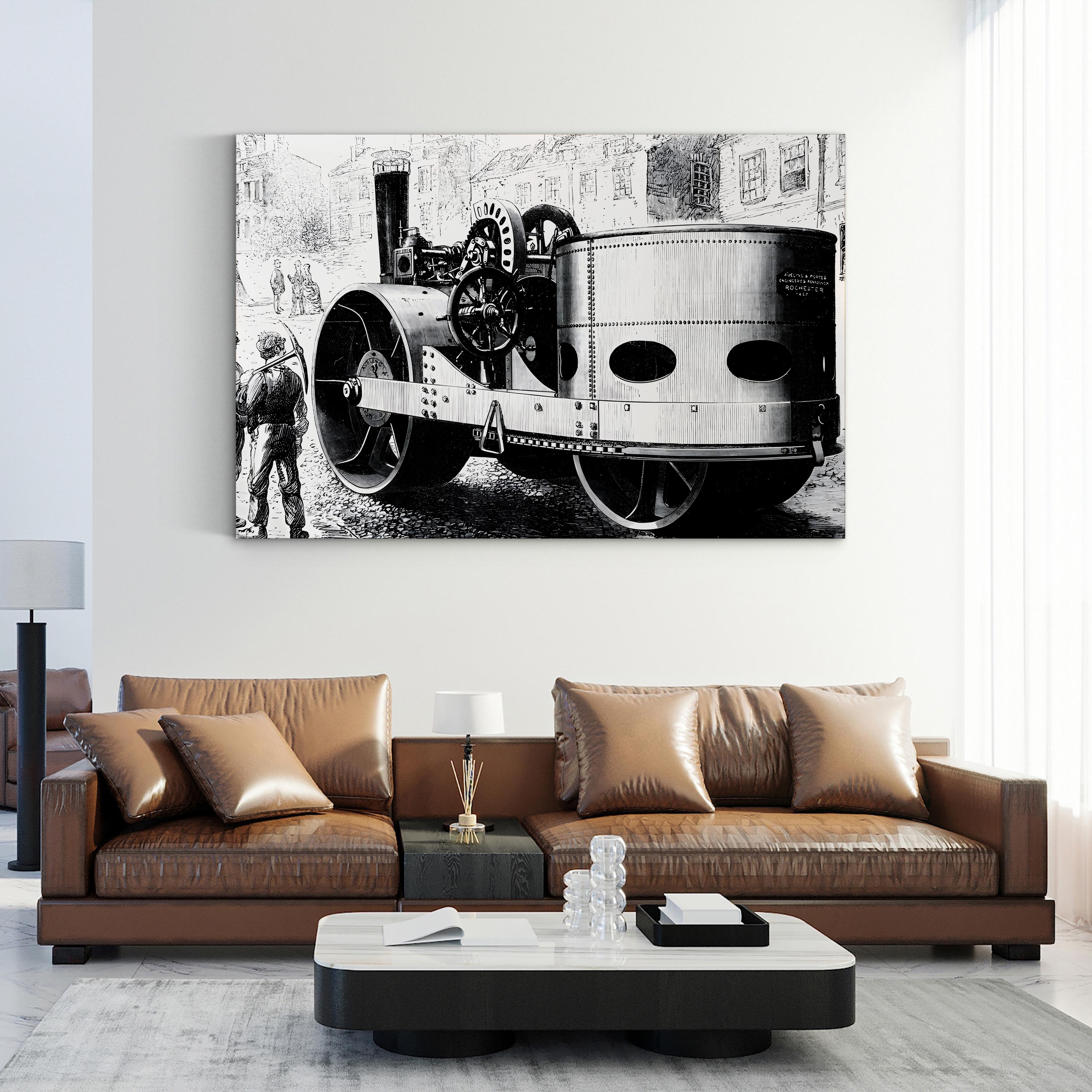 Illustration Depicting a Steam Roller Built for the City of Liverpool, 19th Century Wall Art | Historic Industrial Illustration Print
