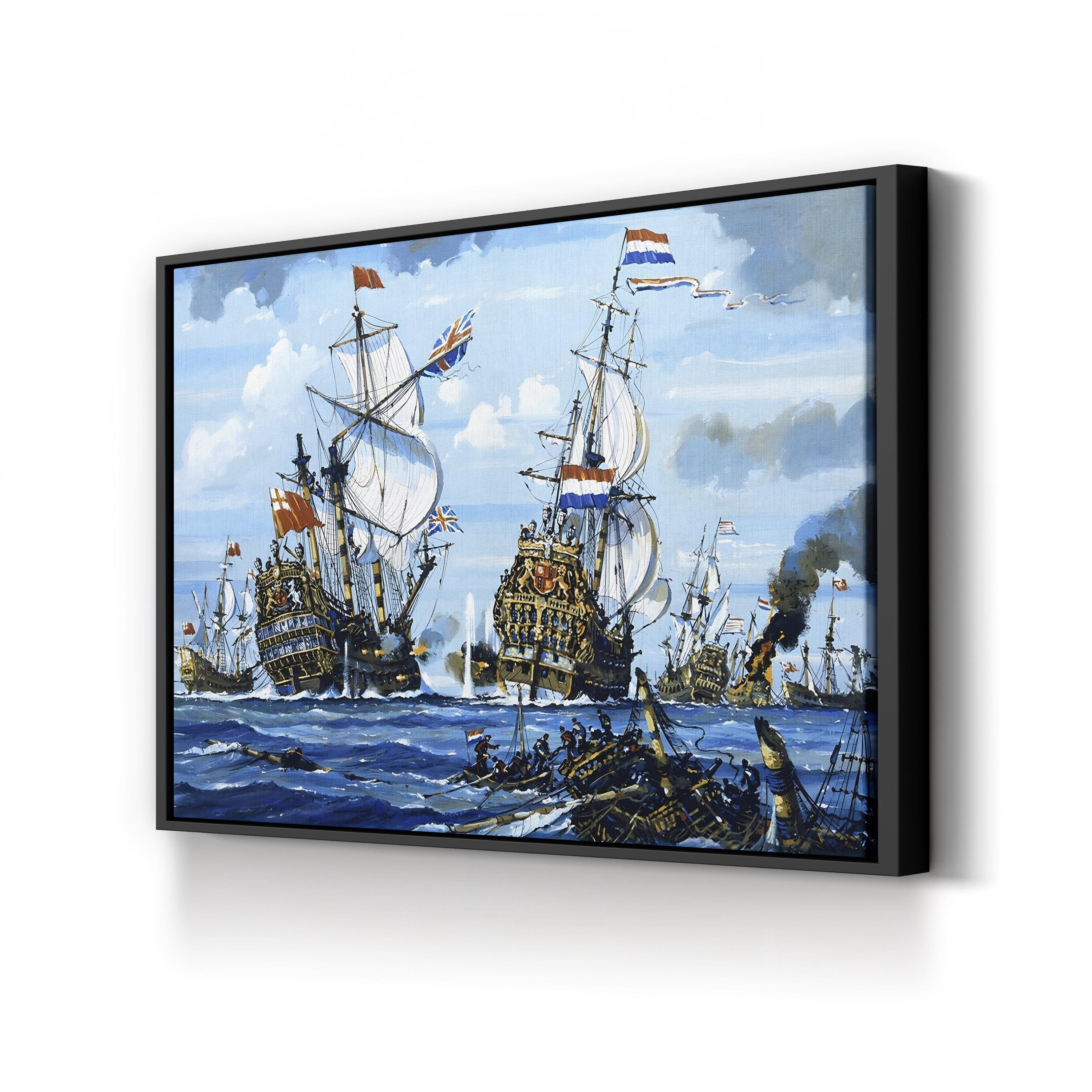 Naval Battle Wall Art | English School Historic Maritime Canvas Painting
