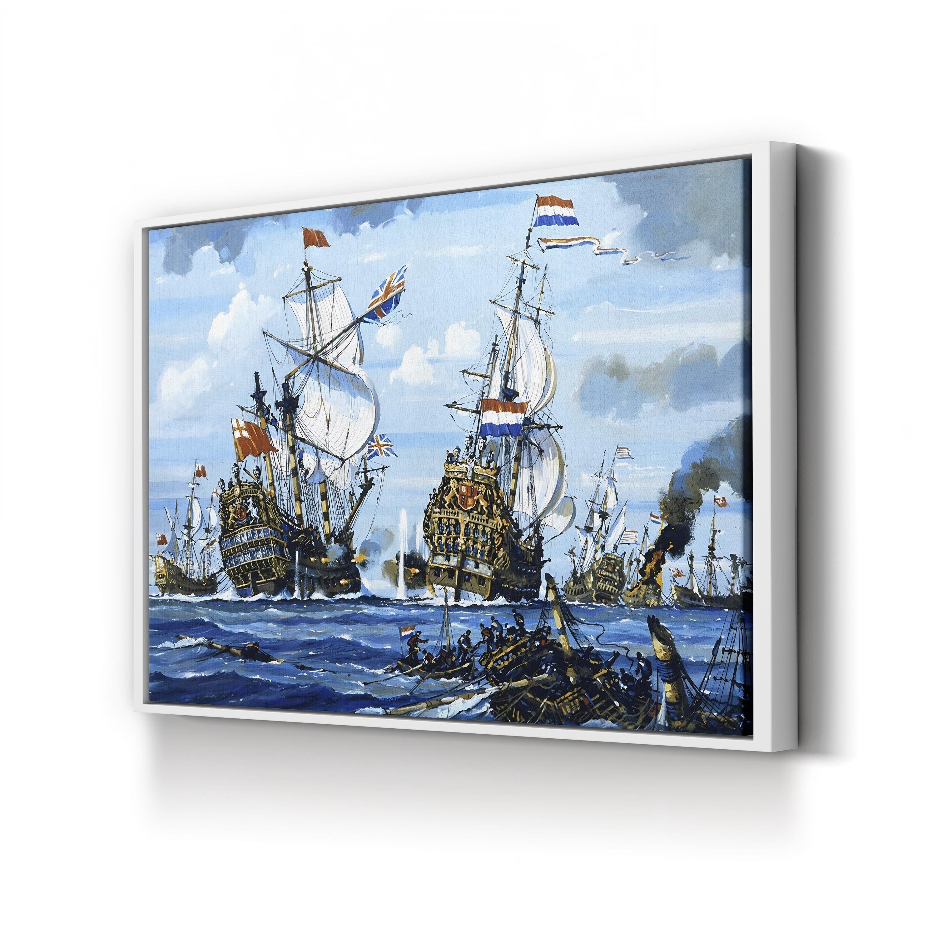 Naval Battle Wall Art | English School Historic Maritime Canvas Painting