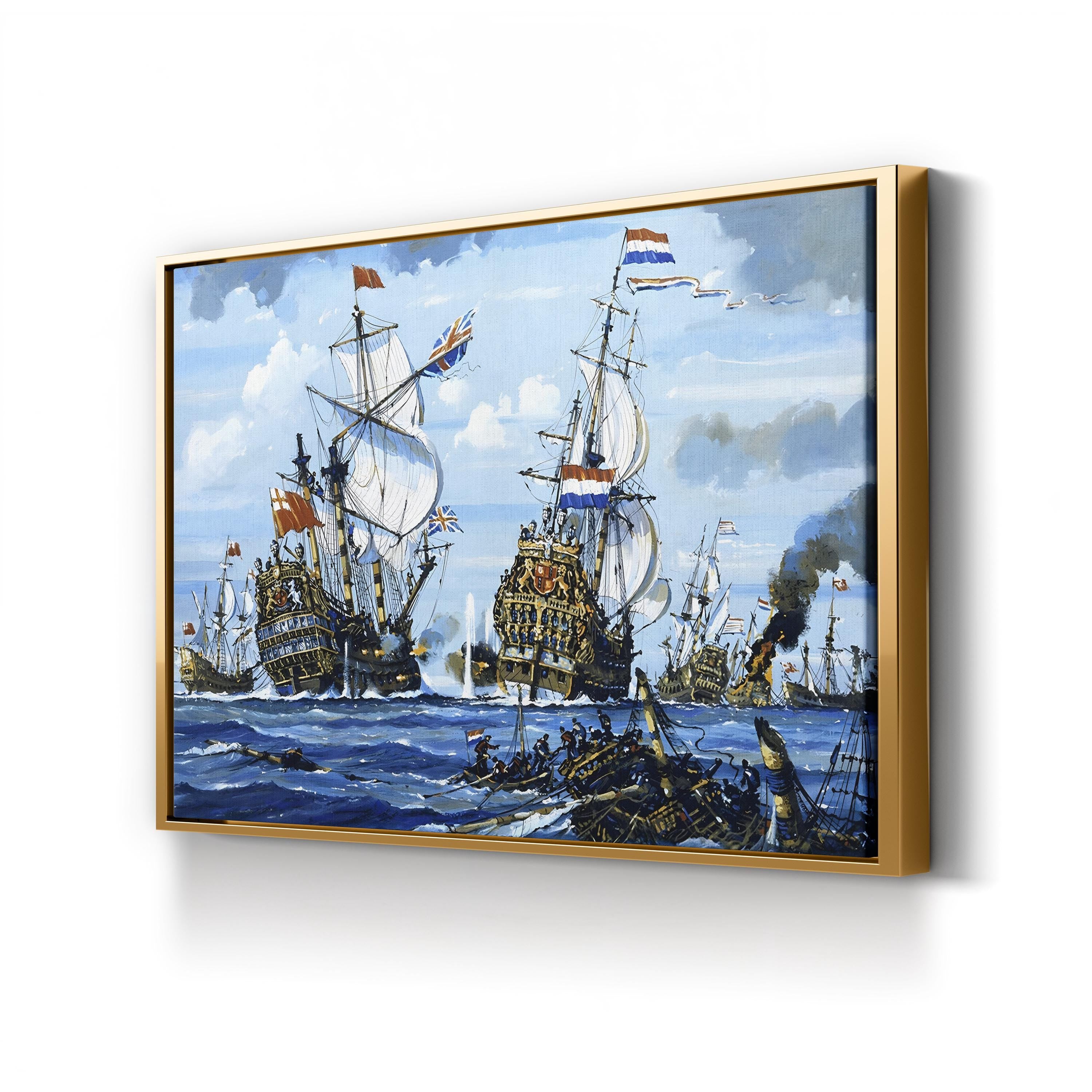 Naval Battle Wall Art | English School Historic Maritime Canvas Painting