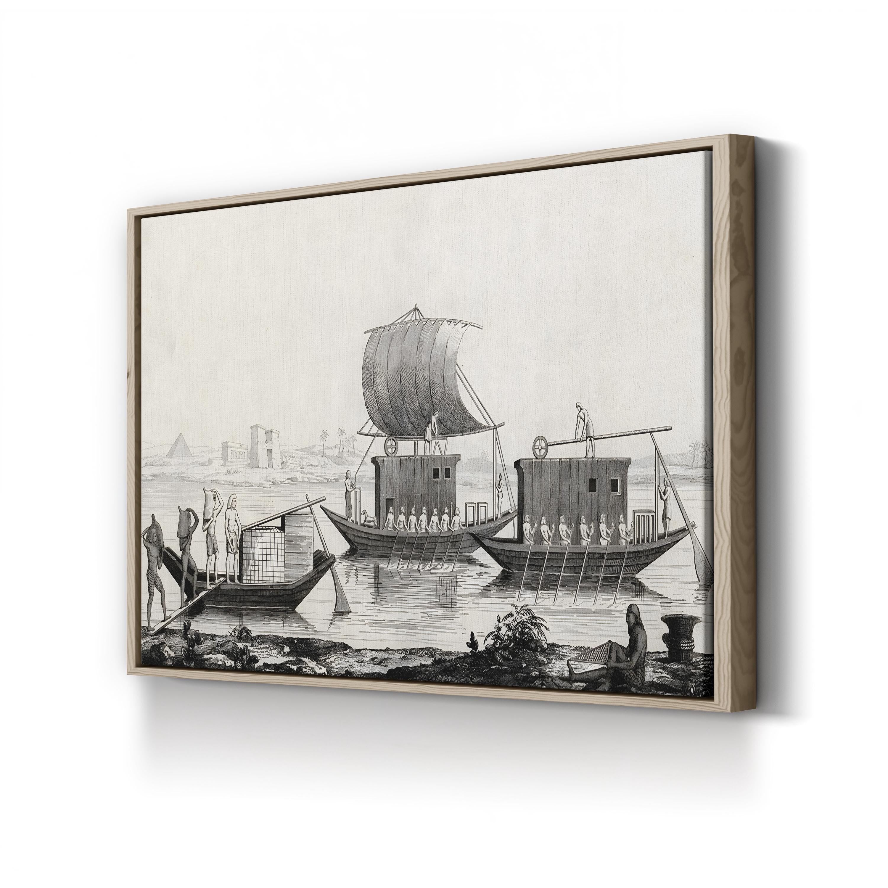 Navigation du Nil by A. Lenoir and E. Ollivier canvas print in Oak frame