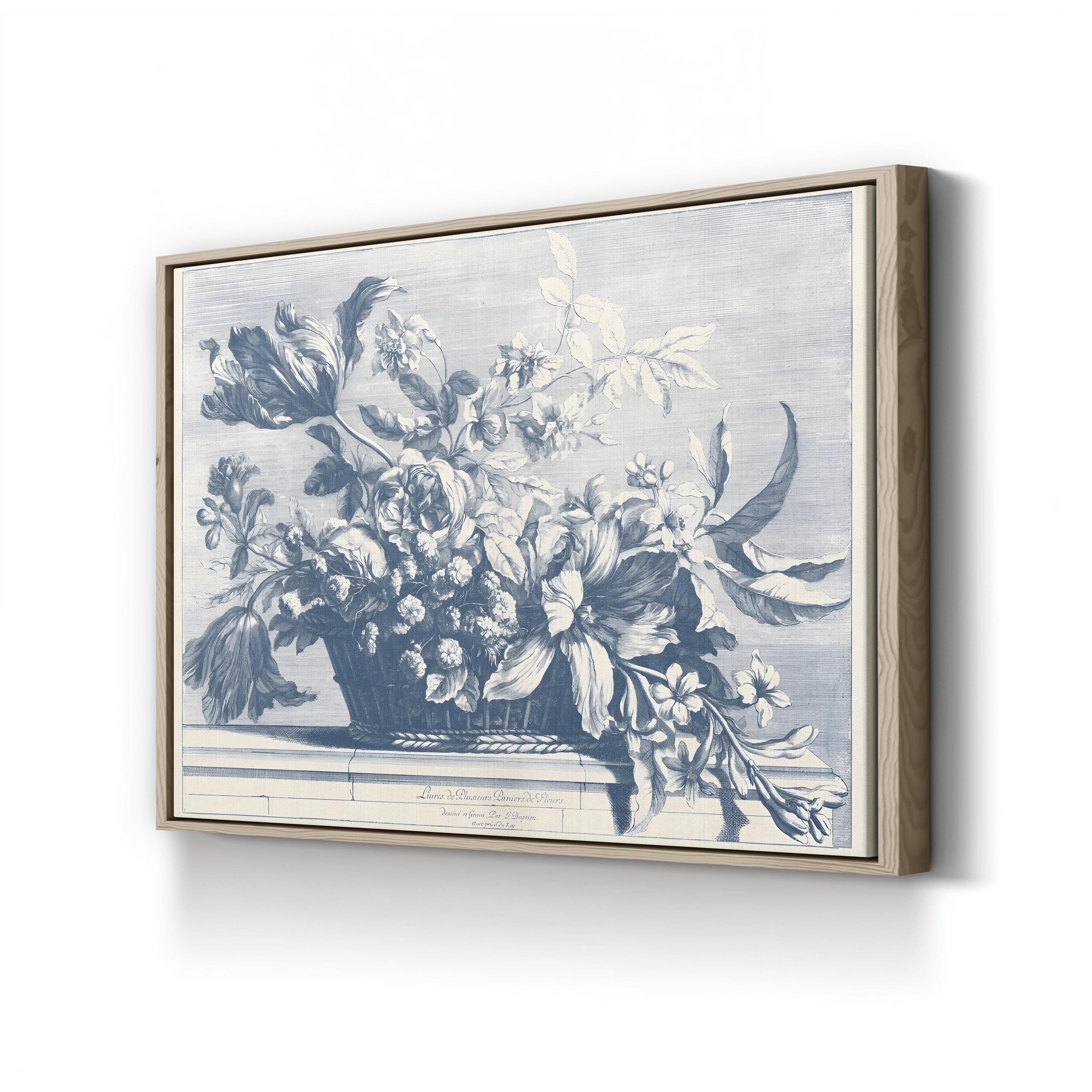 Navy Basket of Flowers I Wall Art by Giovanni Baptiste