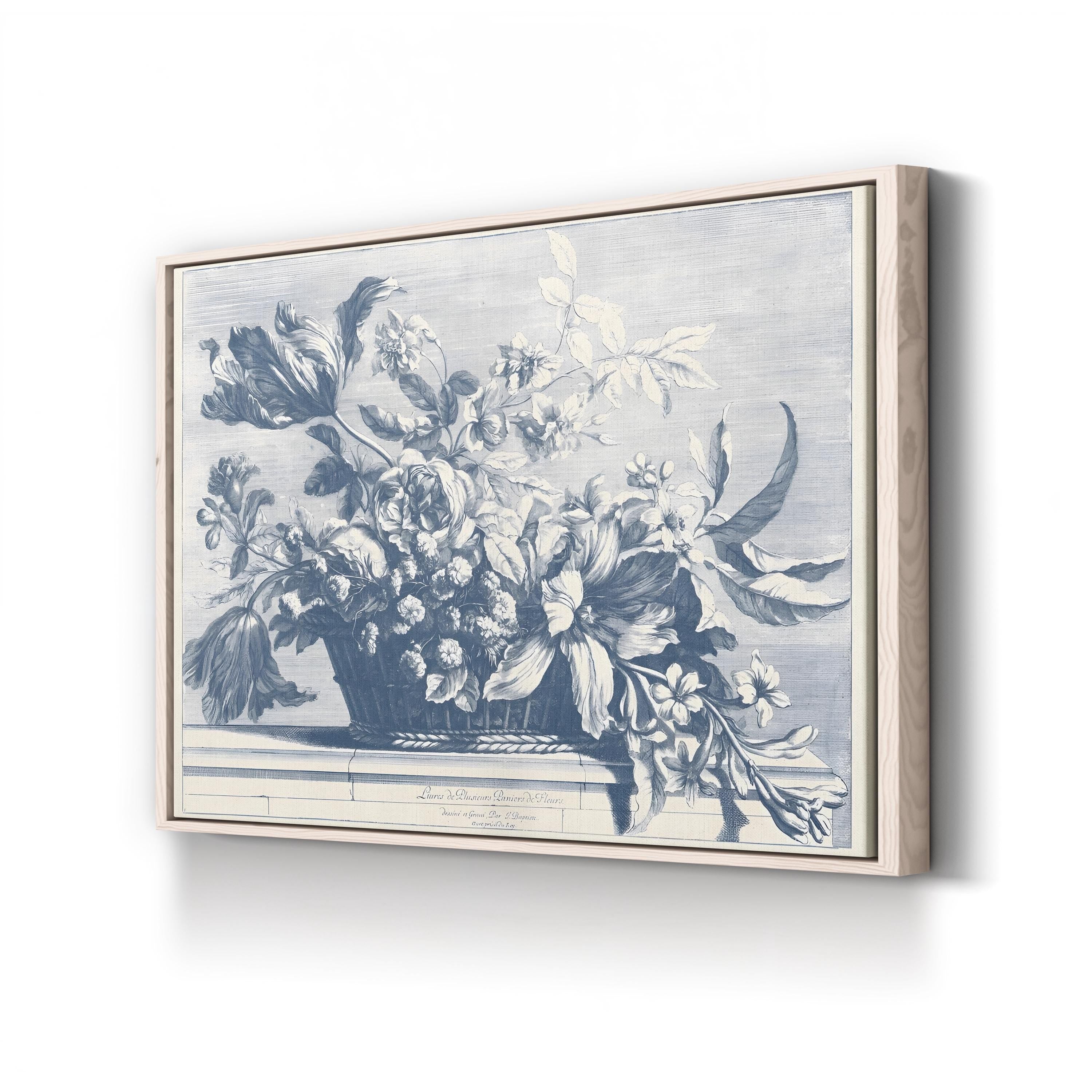 Navy Basket of Flowers I Wall Art by Giovanni Baptiste
